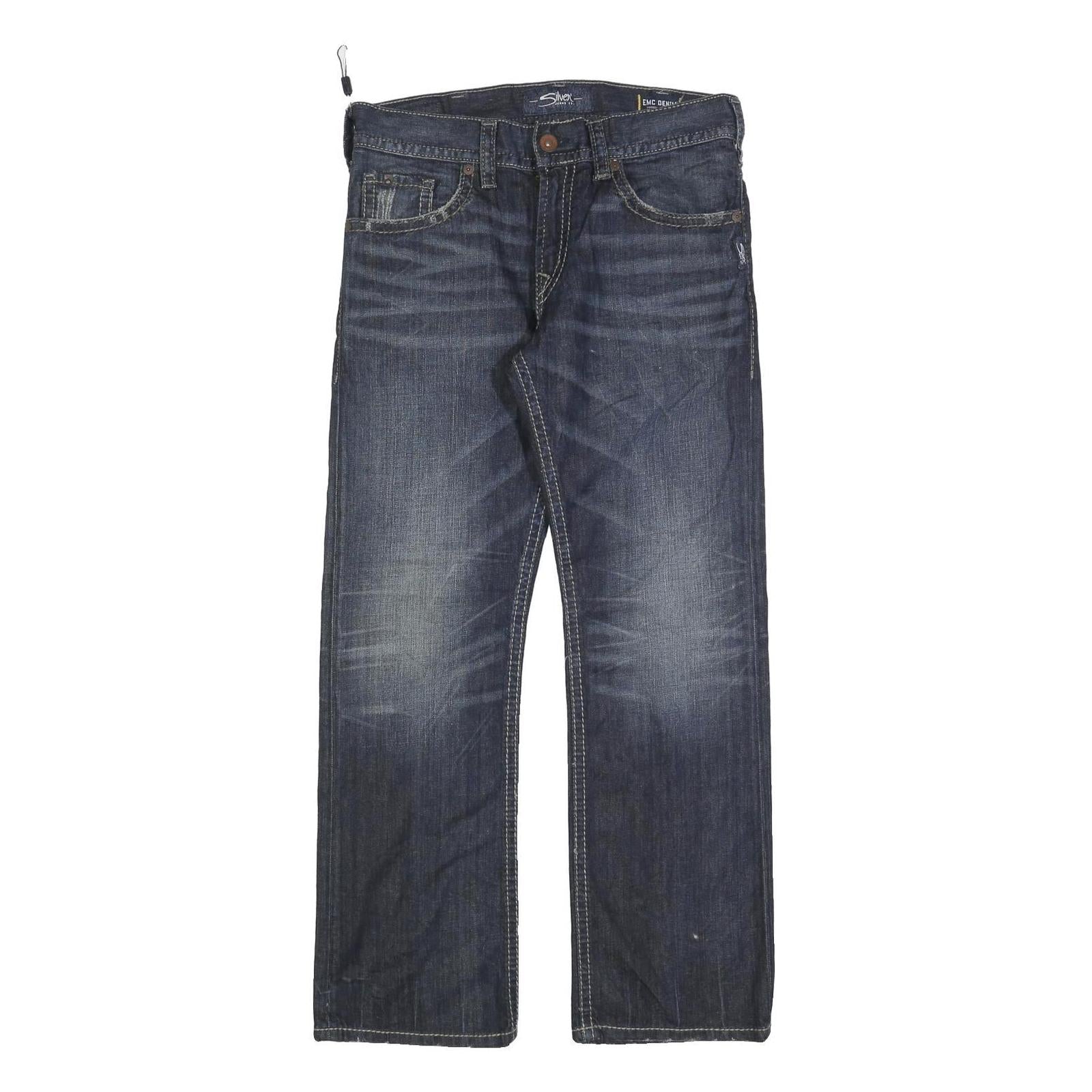SILVER JEANS Mens Blue Regular Straight Denim Dark W34 L32 Zip Cotton Blend Refurbished - N/A refurbished available on Cerqular