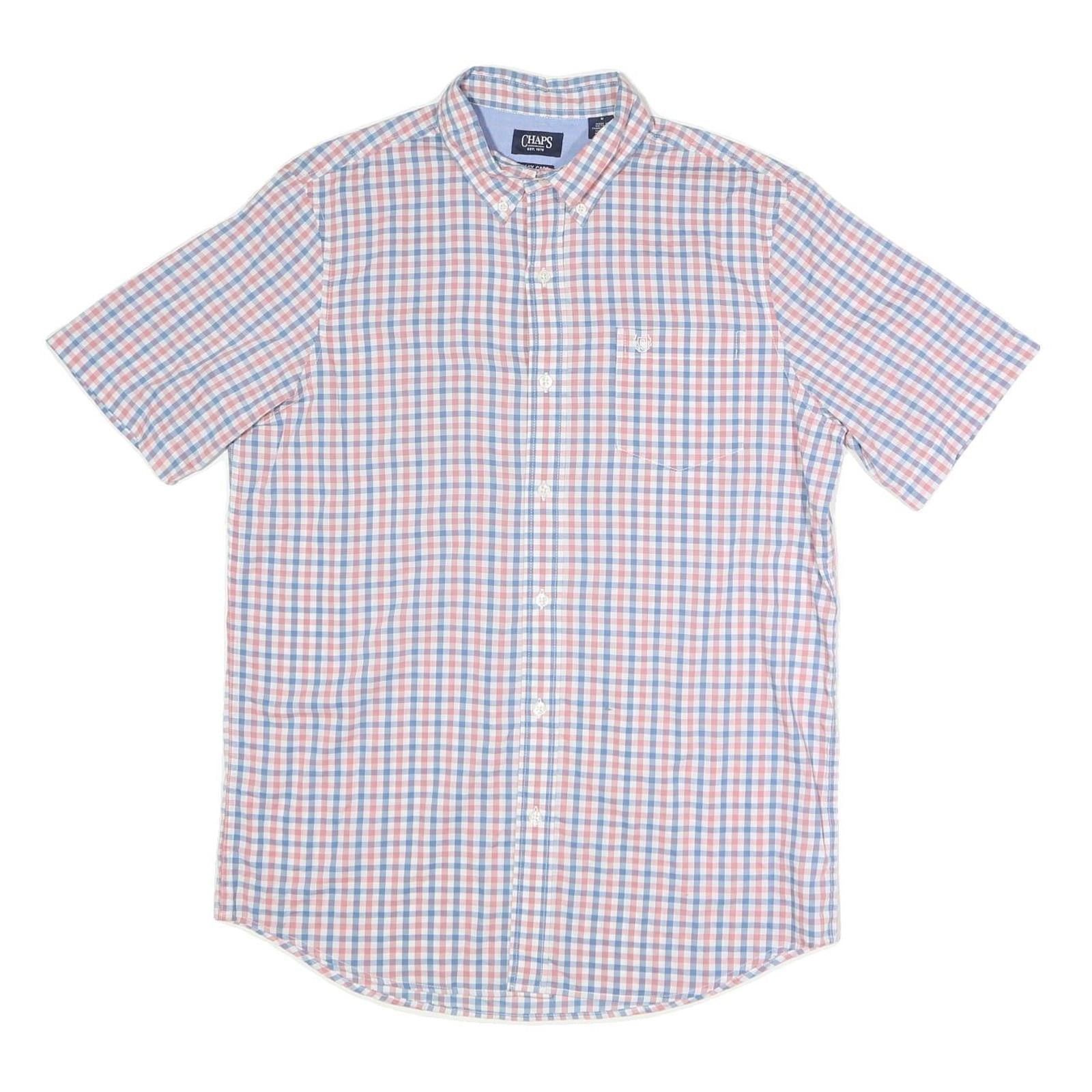CHAPS Mens Blue & Pink Checked Shirt M Button-Down Casual Summer Cotton Blend Refurbished - N/A refurbished available on Cerqular