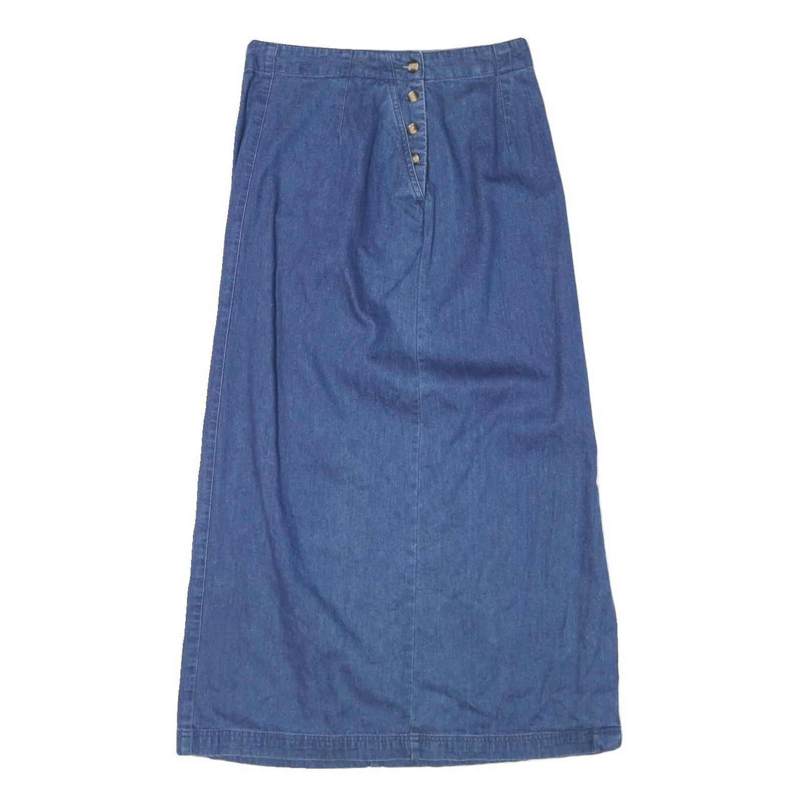 TALBOTS Womens Blue Cotton Blend Denim Midi Skirt M Button Front Casual Refurbished - N/A refurbished available on Cerqular