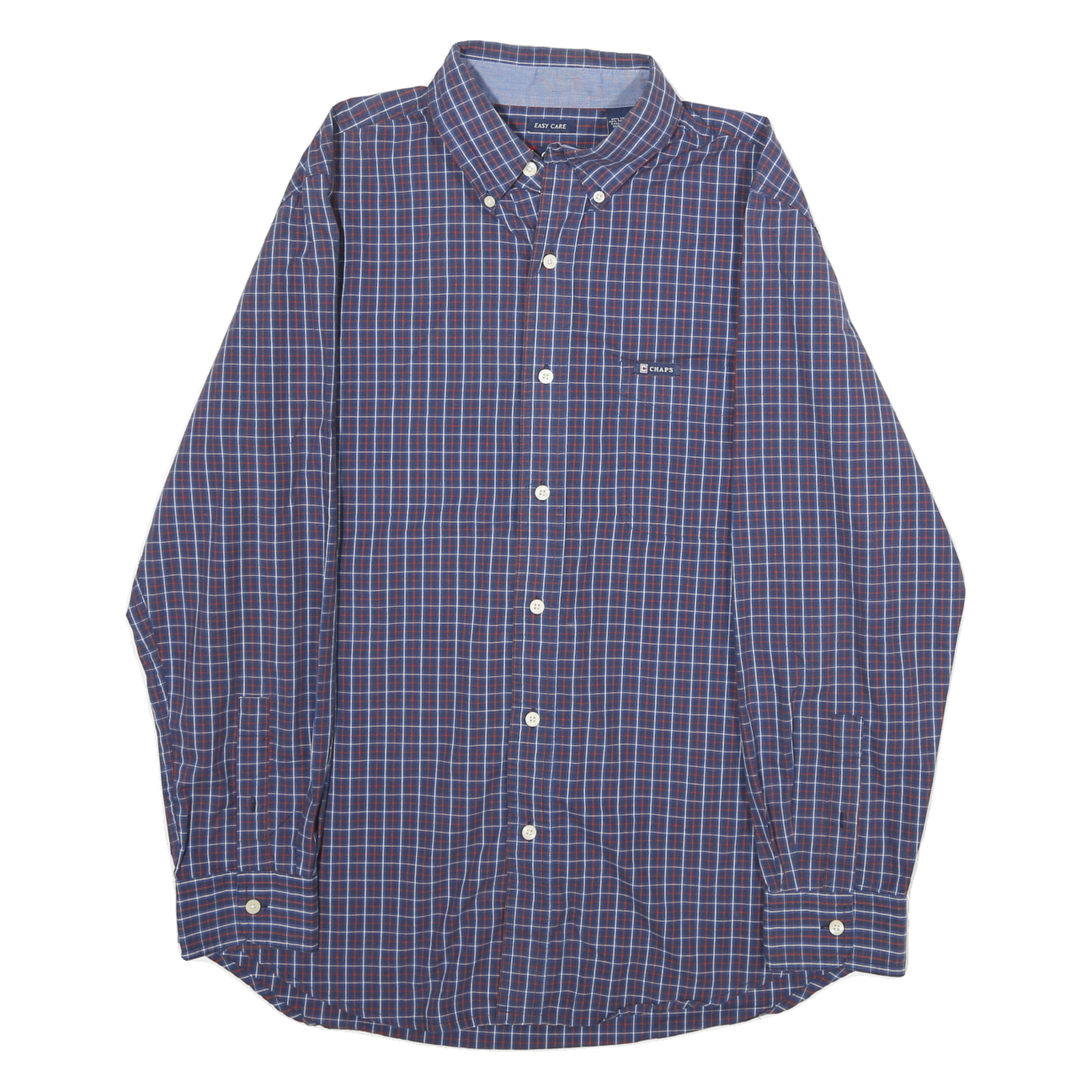 CHAPS Mens Blue & Red Check Shirt M Button Down Collar Long Sleeve Cotton Blend Refurbished - N/A refurbished available on Cerqular