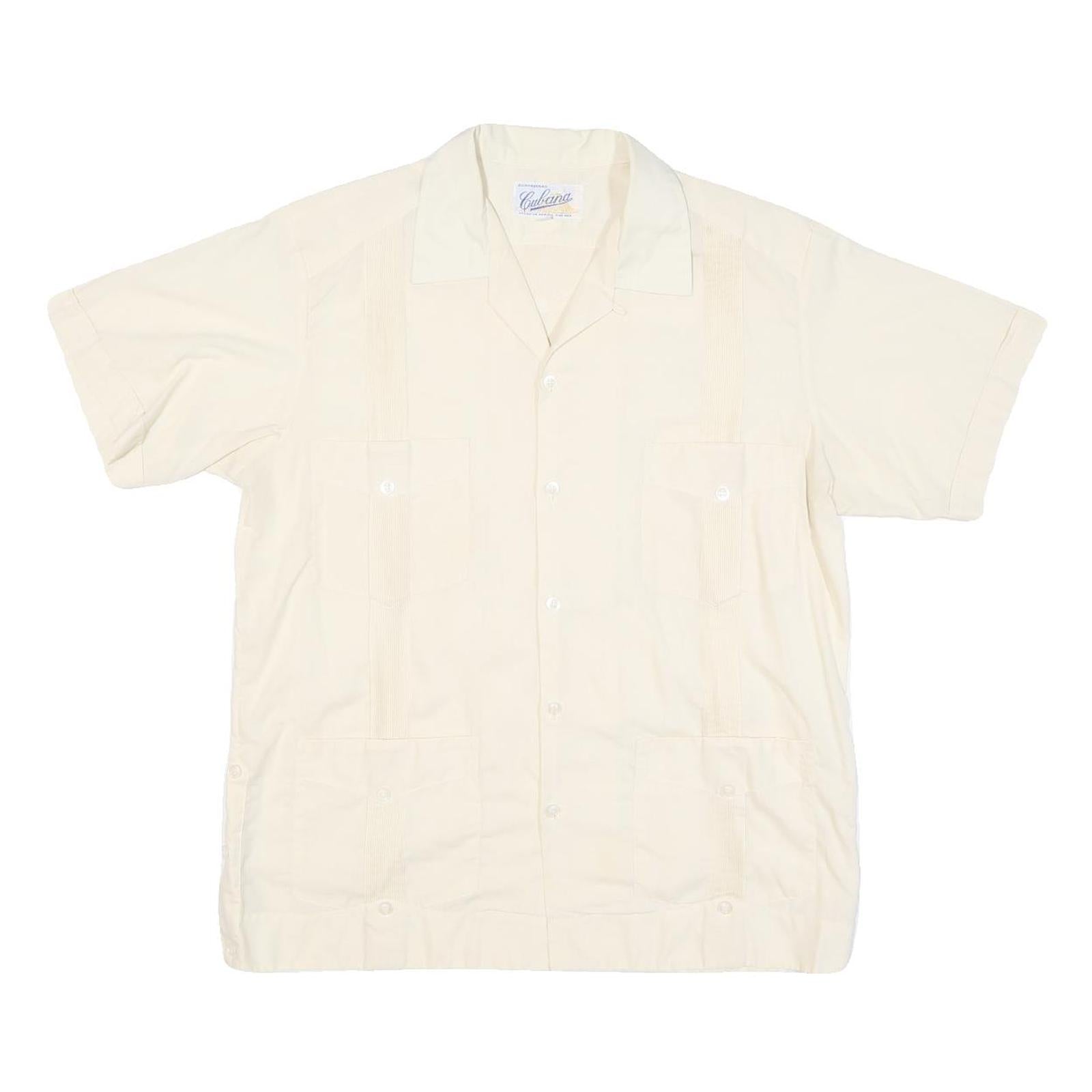 CUBAND Mens Cream Cotton Blend Shirt M Button Front Four Pocket Casual Refurbished - N/A refurbished available on Cerqular
