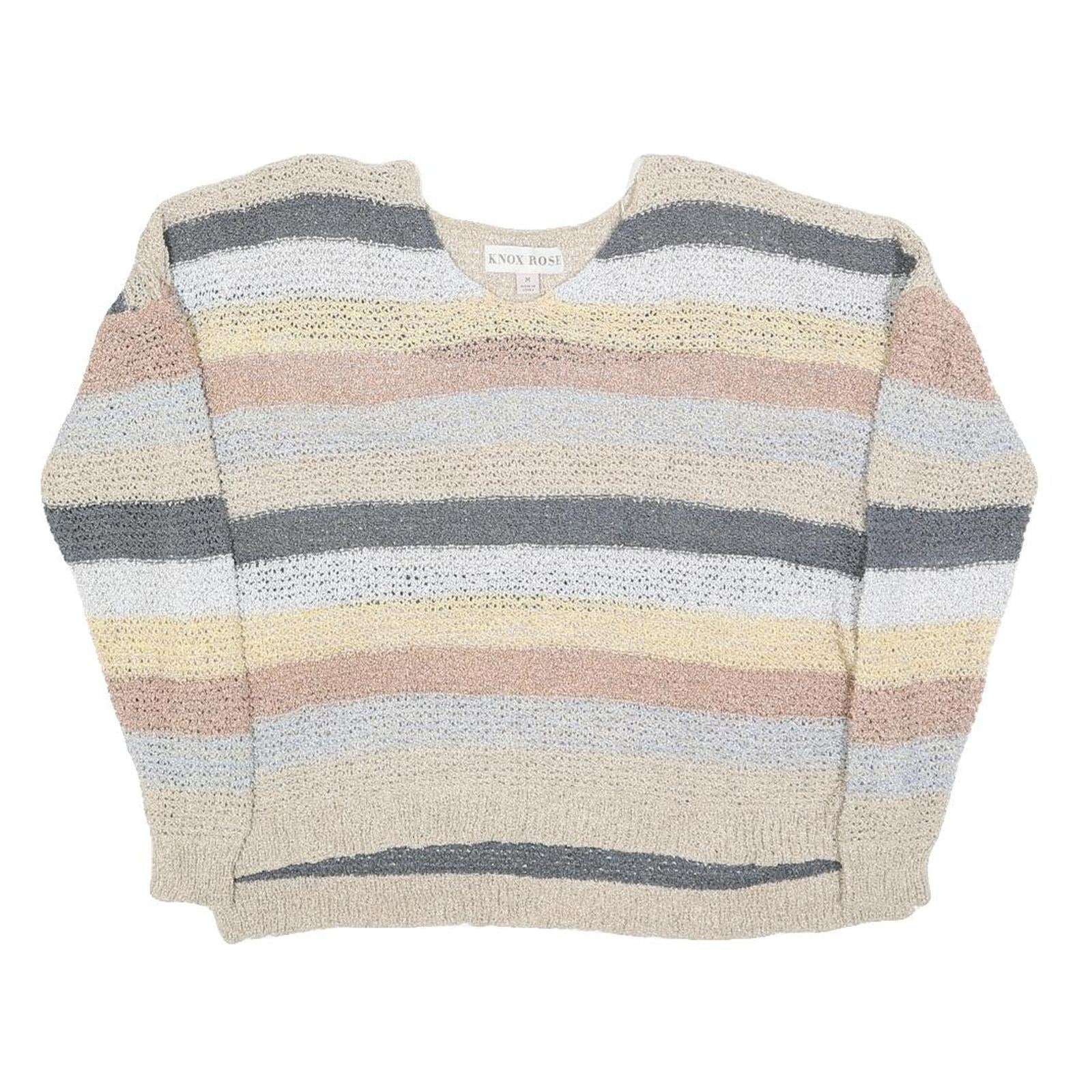 KNOX ROSE Womens Cream & Grey Patterned Jumper Crew Neck M Soft Knitwear Refurbished - N/A refurbished available on Cerqular