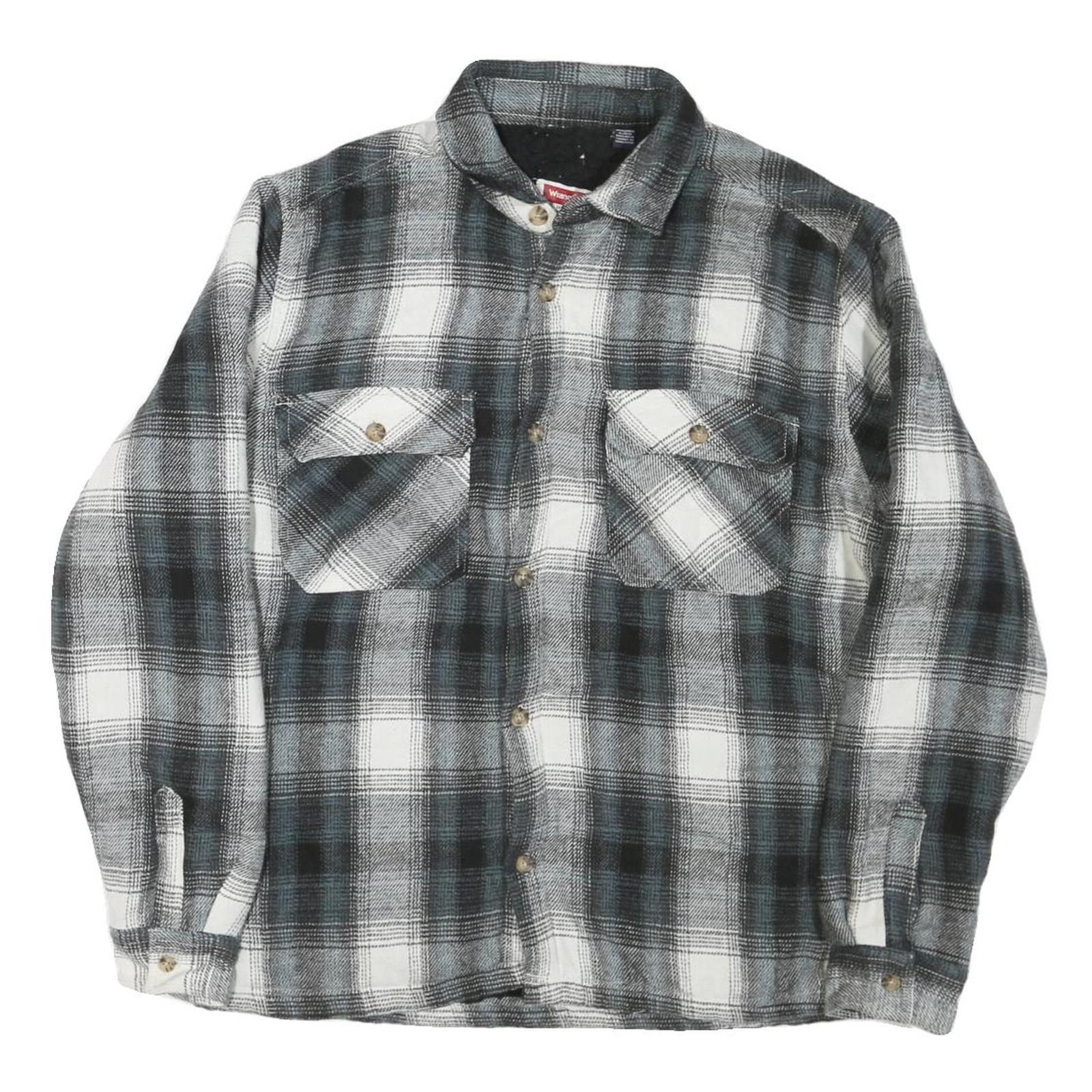 WRANGLER Mens Black & White Plaid Shirt M Cotton Blend Casual Long Sleeve Refurbished - N/A refurbished available on Cerqular