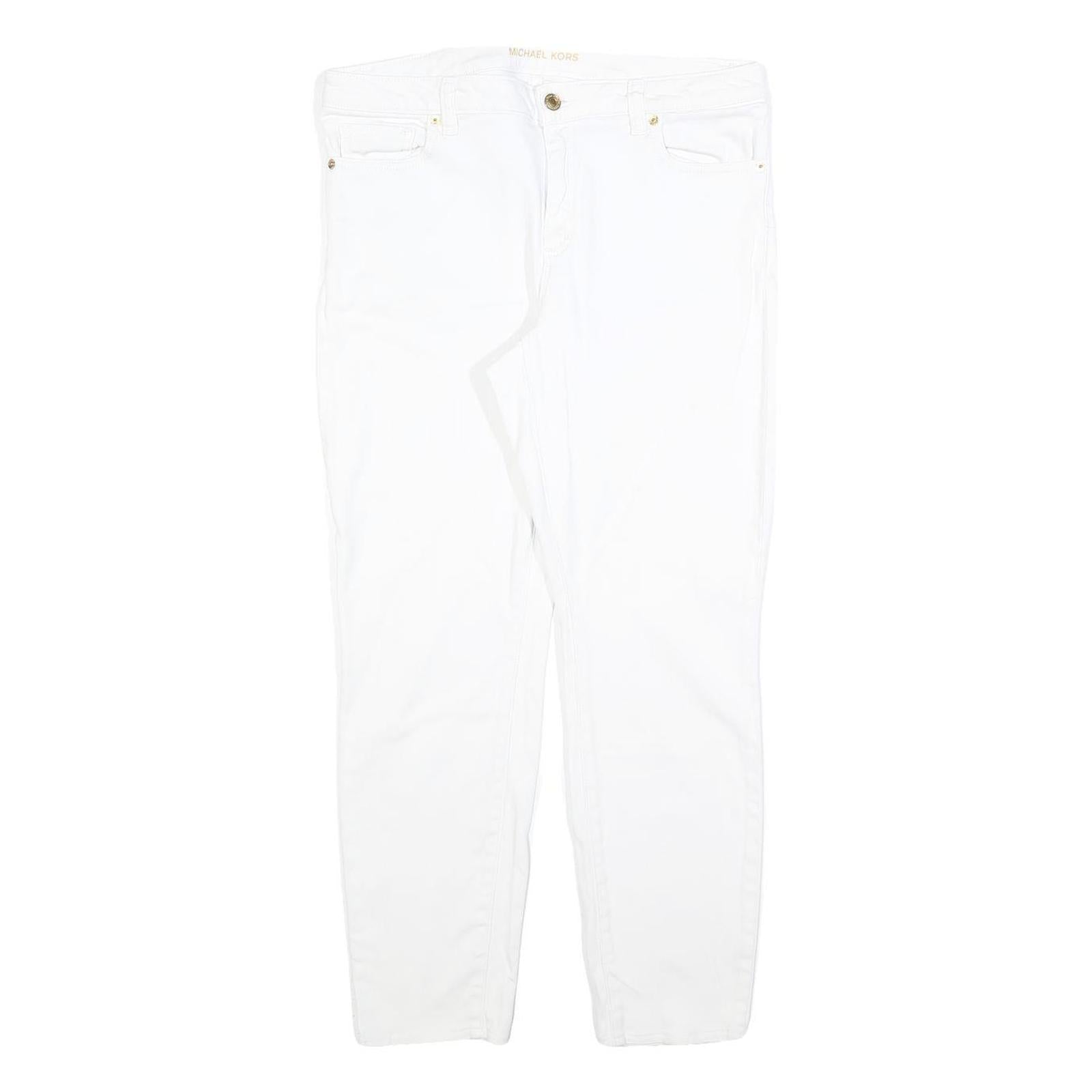 MICHAEL KORS Womens Cotton Blend White Slim Skinny Trousers W32 L28 Stylish Refurbished - N/A refurbished available on Cerqular