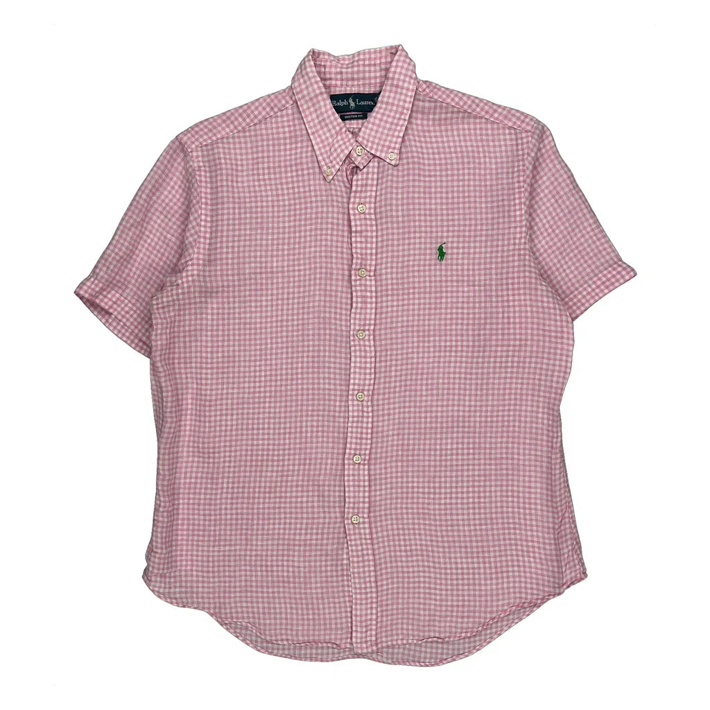 Ralph Lauren Checked Short Sleeve Shirt - Large Pink Cotton Refurbished - Thrifted (note: this is a term often used to describe second- refurbished available on Cerqular