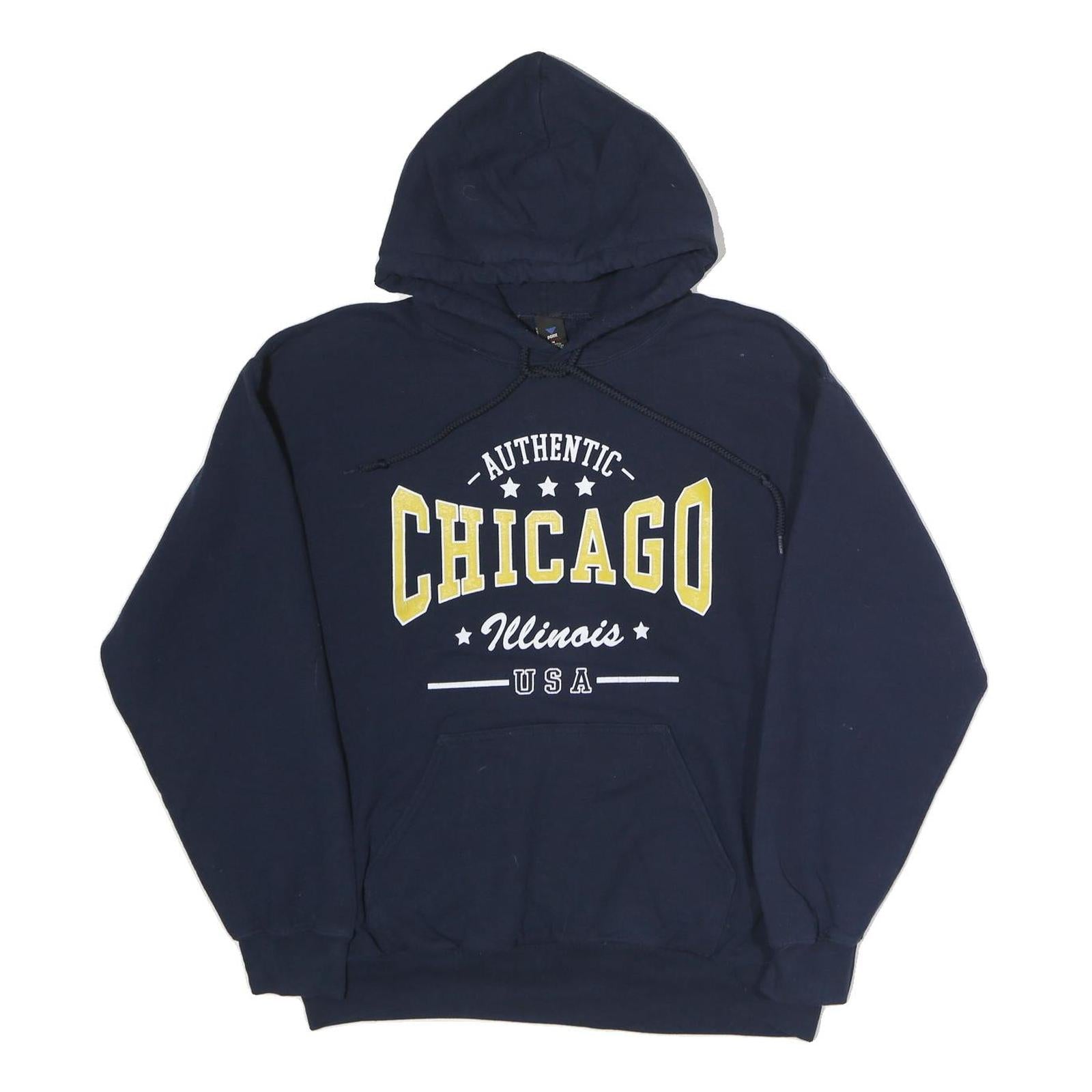 POINT SPORTSWEAR Mens Navy Authentic Chicago Illinois USA Pullover Hoodie M Refurbished - N/A refurbished available on Cerqular