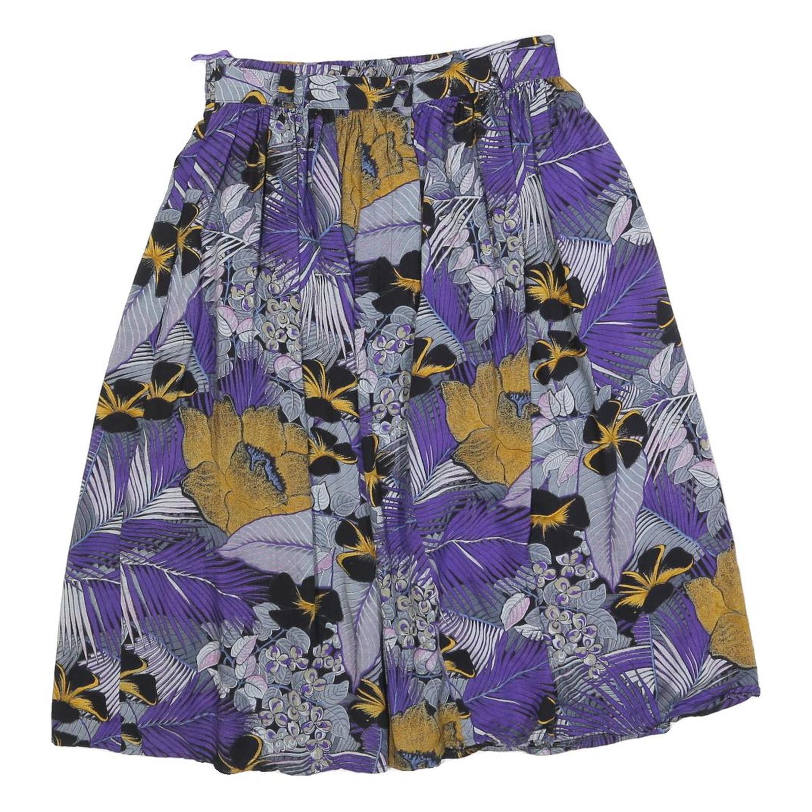 HIRSCH Womens Purple & Gold Floral Pleated Knee Length Cotton Blend Skirt Size S Refurbished - N/A refurbished available on Cerqular