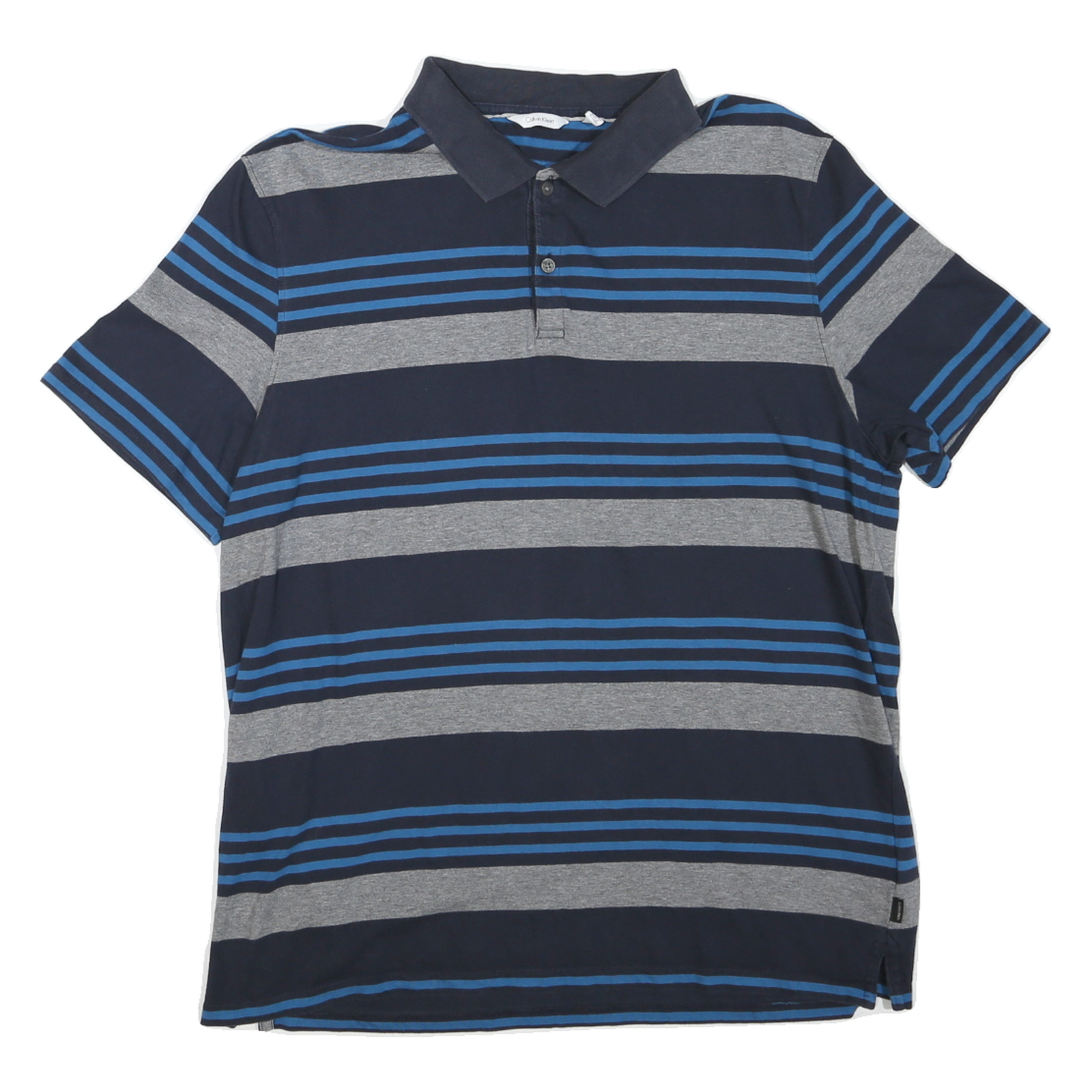 Buy CALVIN KLEIN Mens Blue & Grey Striped Short Sleeve Polo Shirt L Classic Cotton Refurbished - $32.49 CALVIN KLEIN Mens Blue & Grey Striped Short Sleeve Polo Shirt L Classic Cotton Refurbished - N/A refurbished available on Cerqular