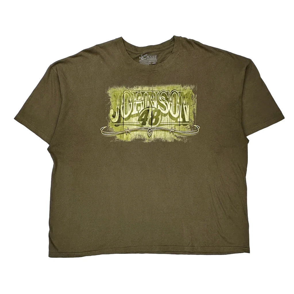 Jimmie Johnson Chase Authentics Nascar T-Shirt - 3XL Brown Cotton Refurbished - Thrifted (note: this is a term often used to describe second- refurbished available on Cerqular