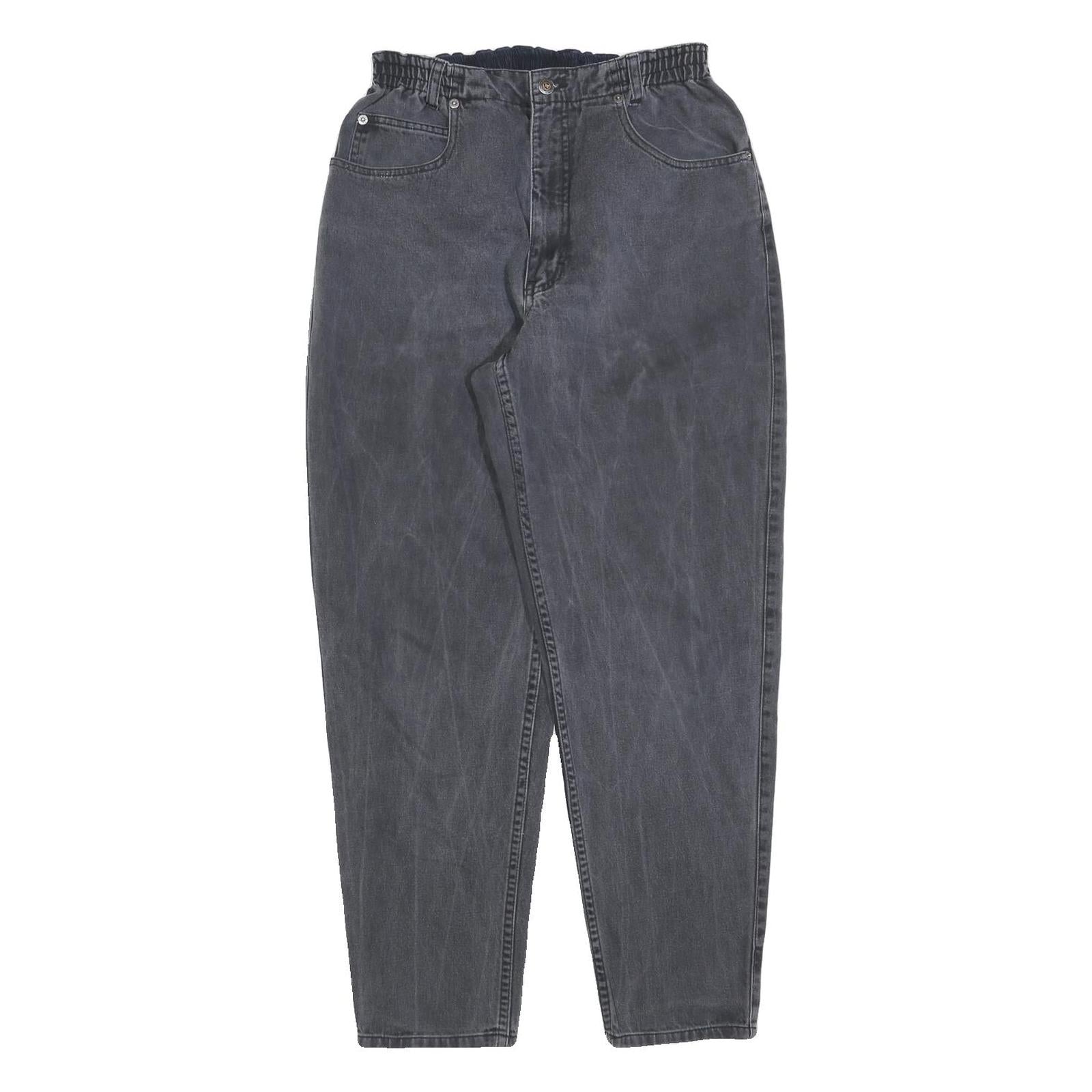 TEDDYS Womens Relaxed Jeans Black Denim Rinse W28 L30 Elastic Waistband Zip Refurbished - N/A refurbished available on Cerqular