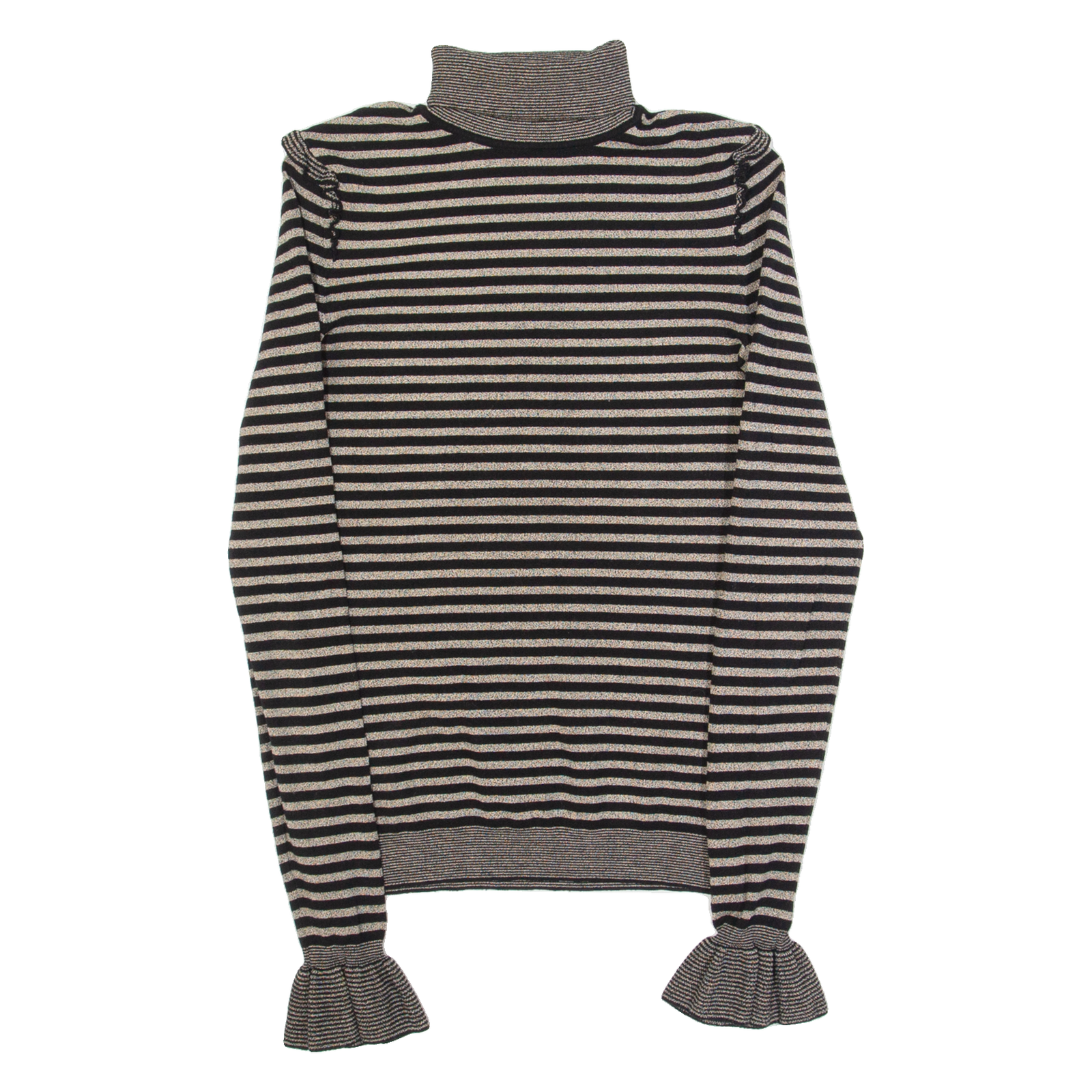 HUGO BOSS Womens Patterned Jumper Black Striped Roll Neck Tight Knit S Refurbished - N/A refurbished available on Cerqular