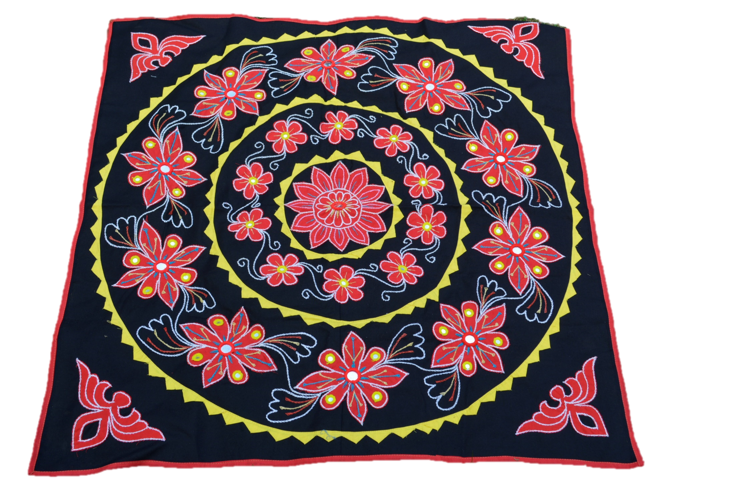 OMSutra Mandala Applique Boho Tapestry for Wall Decor | Color: White & Red Refurbished - N/A refurbished available on Cerqular