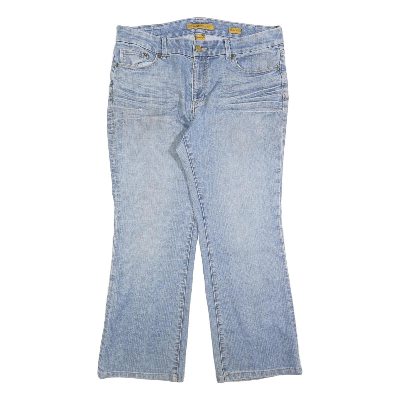 7 FOR ALL MANKIND Womens Light Blue Regular Fit Flared Denim W34 L28 Cotton Refurbished - N/A refurbished available on Cerqular