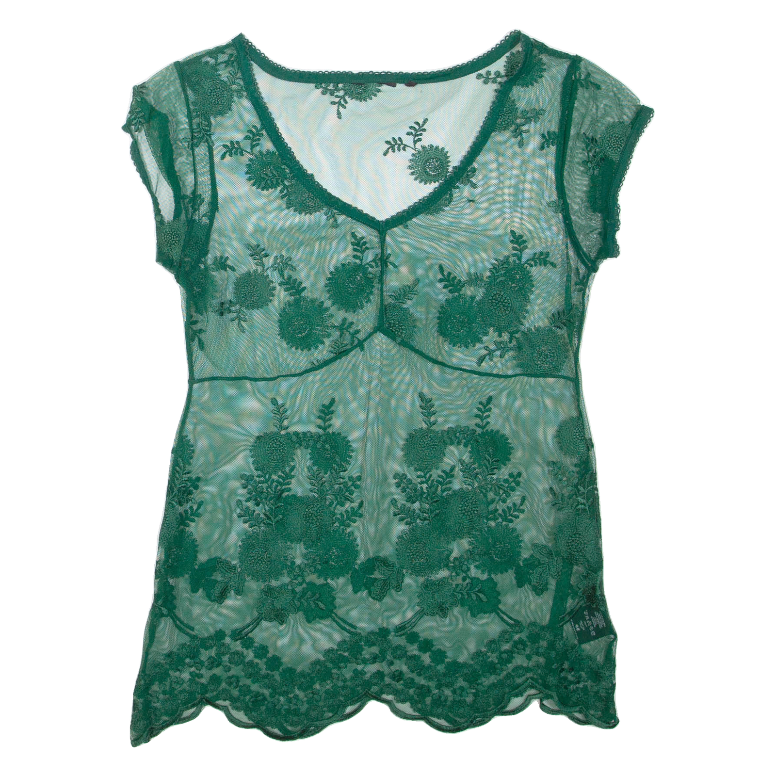 Sheer Womens Top Green V-Neck M Refurbished - N/A refurbished available on Cerqular