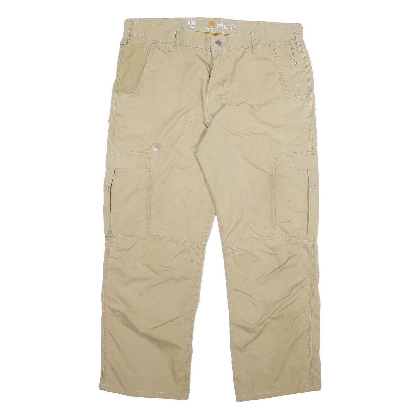 CARHARTT Mens Cotton Blend Beige Relaxed Fit Cargo Trousers W38 L28 Workwear Refurbished - N/A refurbished available on Cerqular