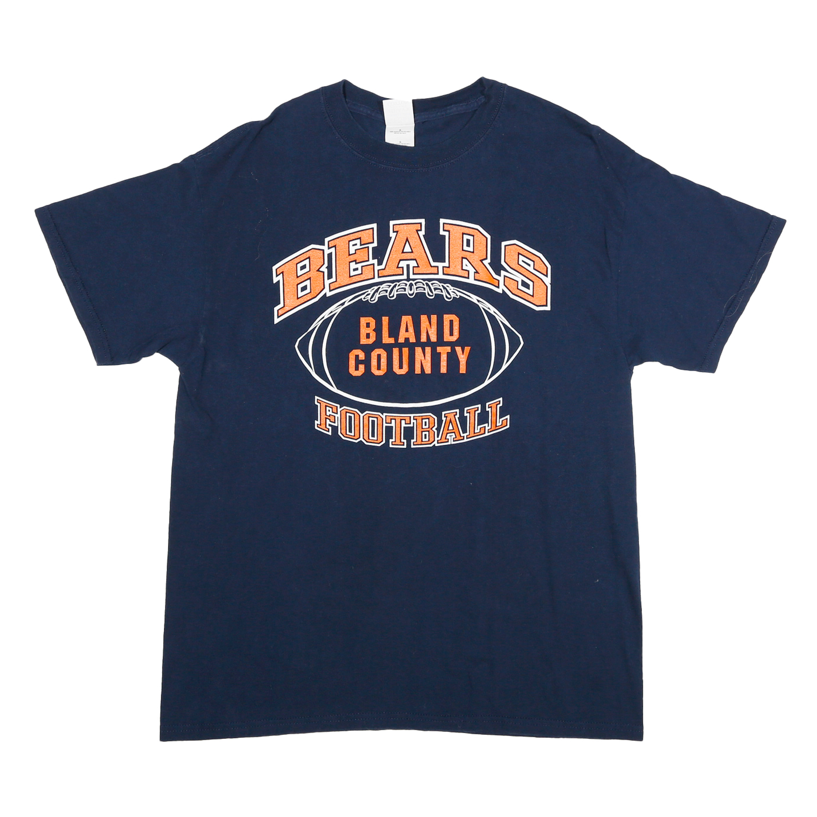 Mens Navy Blue Bears Bland County Football Graphic T-Shirt L Short Sleeve Crew Refurbished - N/A refurbished available on Cerqular