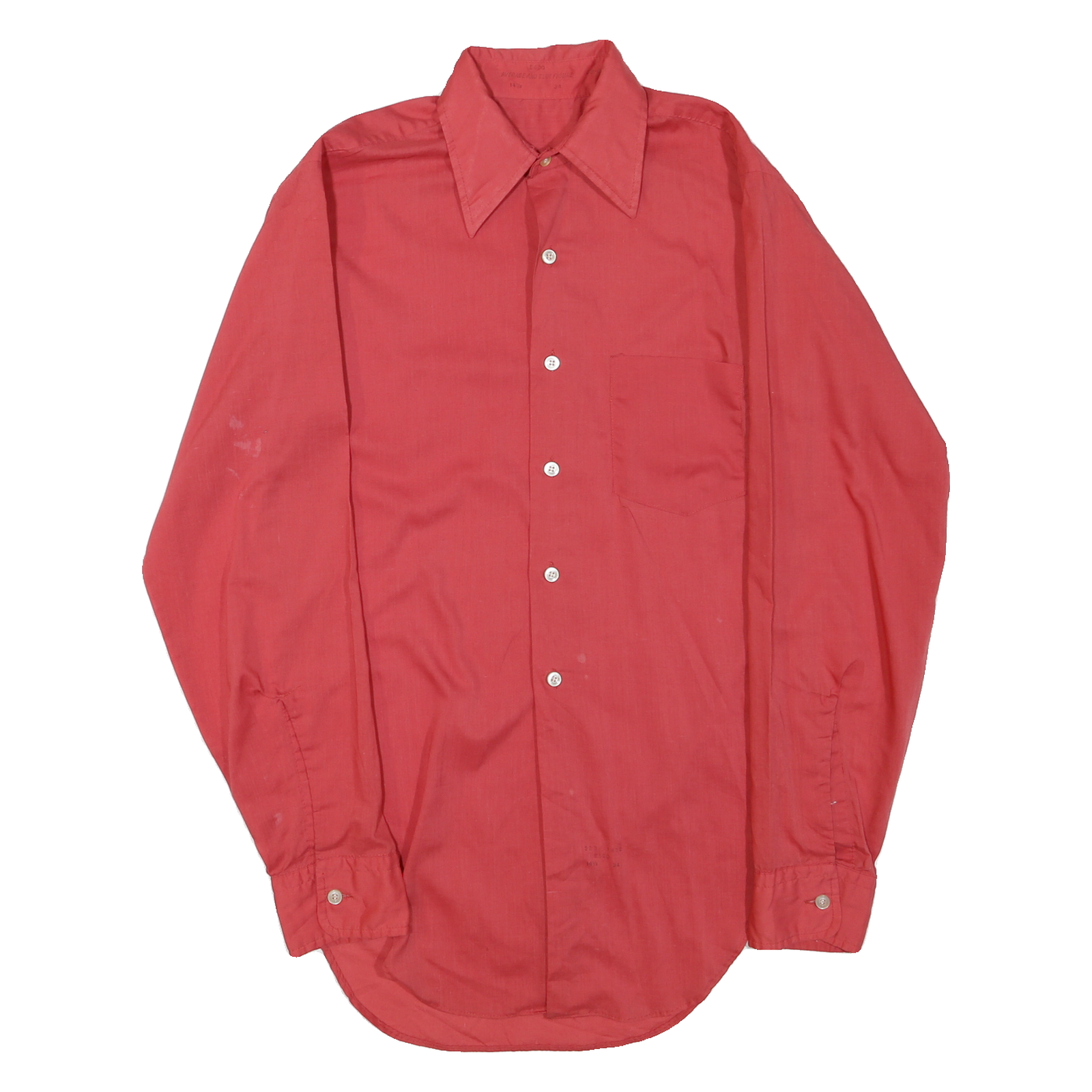 Mens Red Plain Cotton Blend Shirt M Classic Fit Button Collar Long Sleeve Refurbished - N/A refurbished available on Cerqular