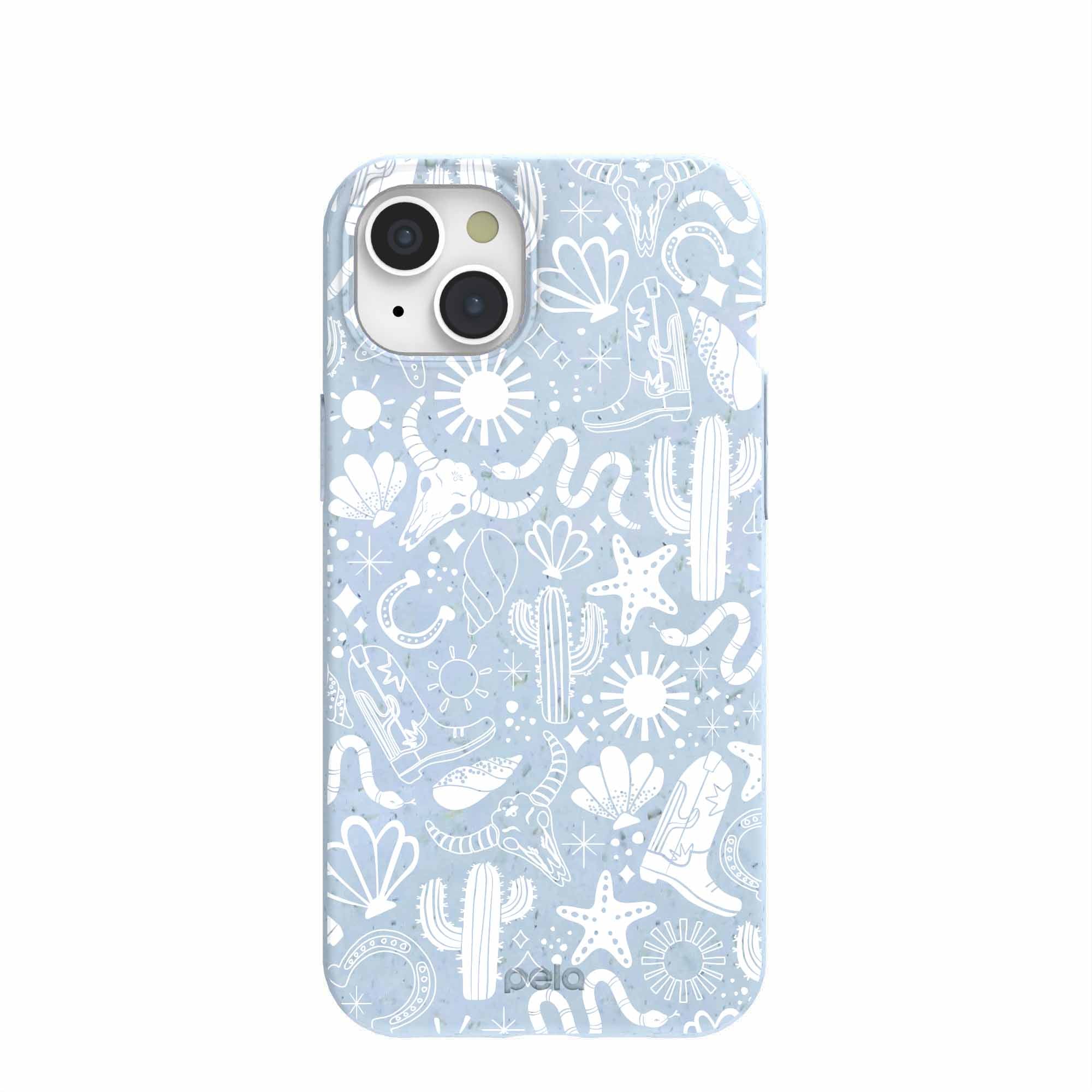 Powder Blue Coastal Rodeo iPhone 15 Plus Case Refurbished - Pela Case refurbished available on Cerqular