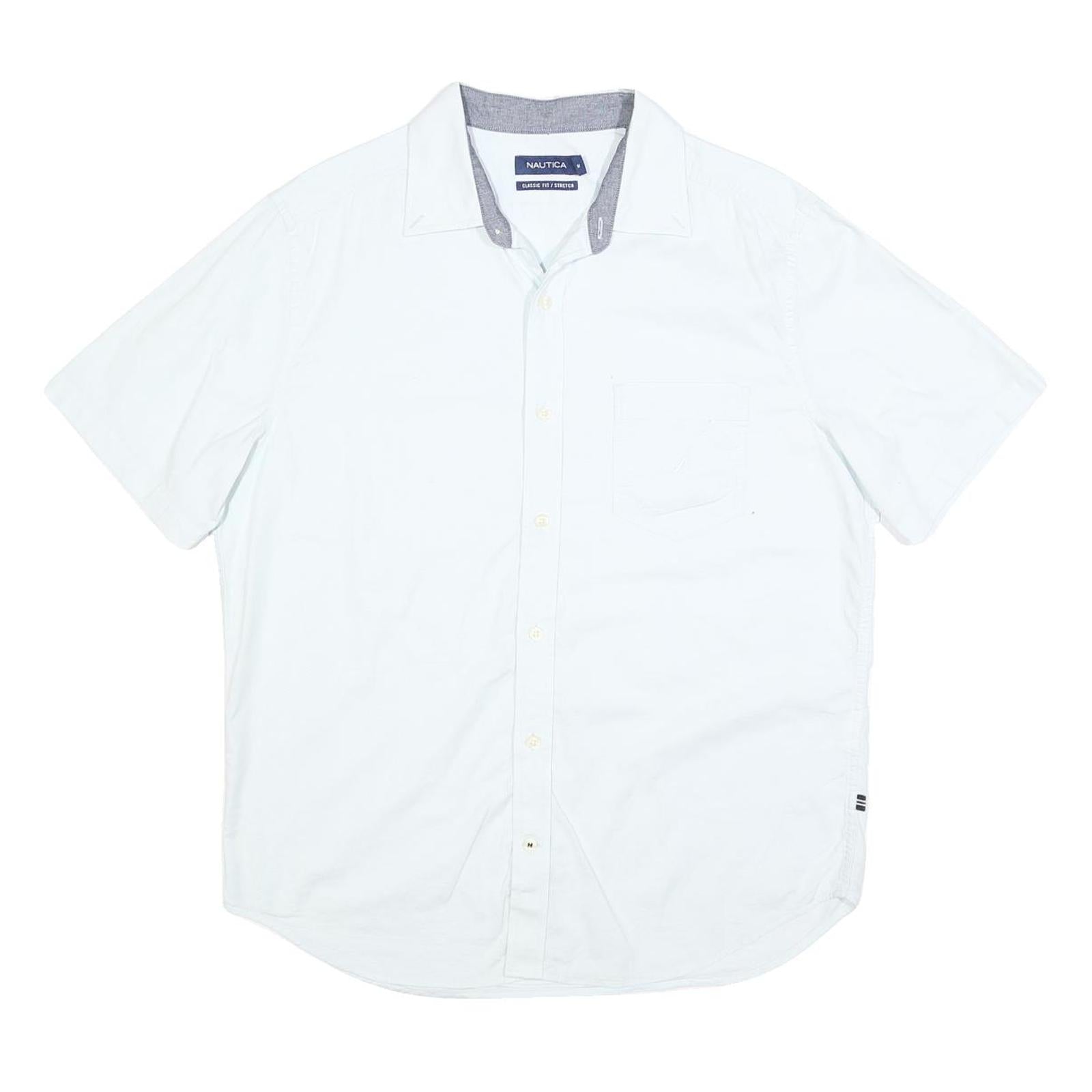 NAUTICA Mens White Classic Fit Stretch Cotton Blend Shirt M Casual Summer Button Refurbished - N/A refurbished available on Cerqular