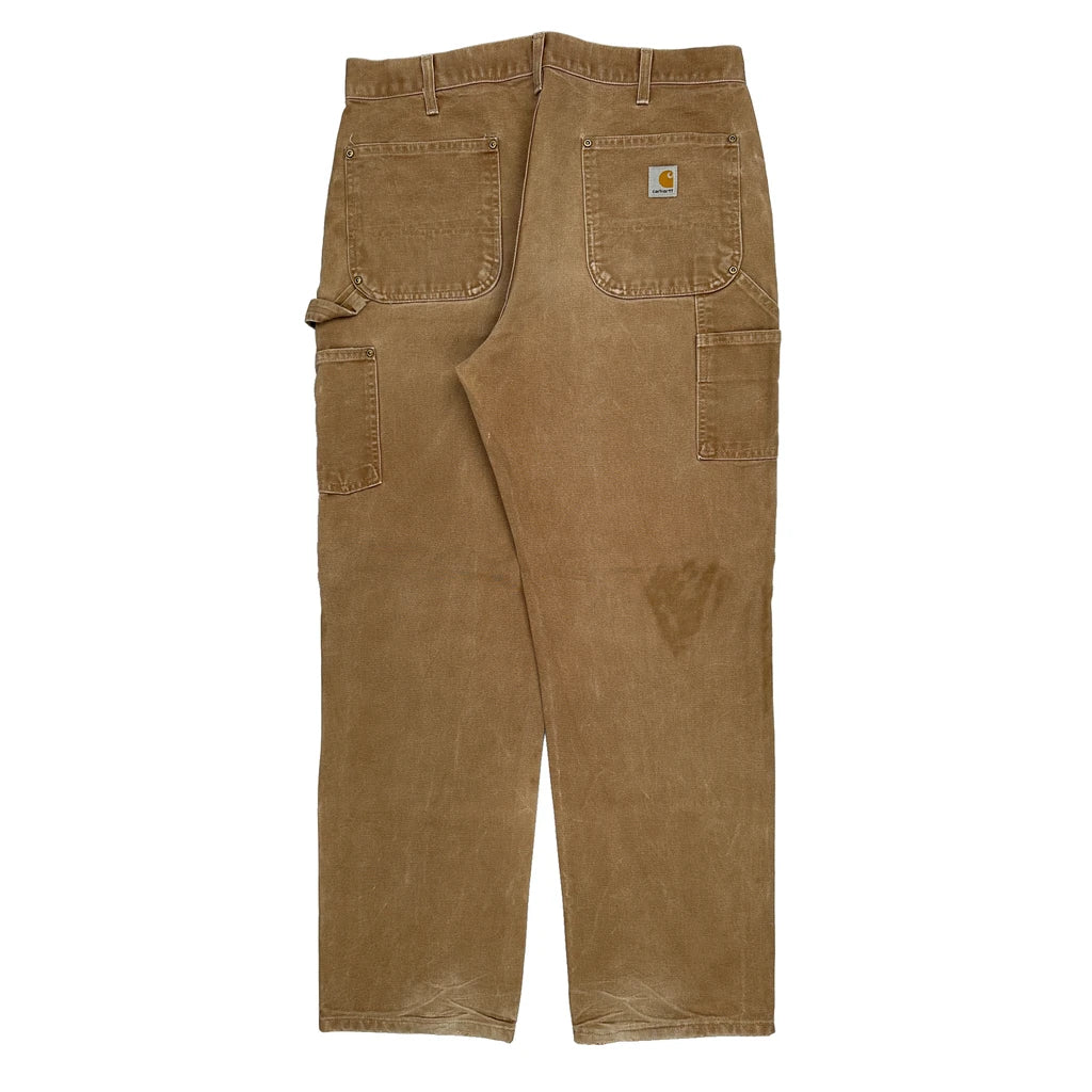 Carhartt Double Knee Carpenter Trousers - 36W 32L Brown Cotton Refurbished - Thrifted (note: this is a term often used to describe second- refurbished available on Cerqular