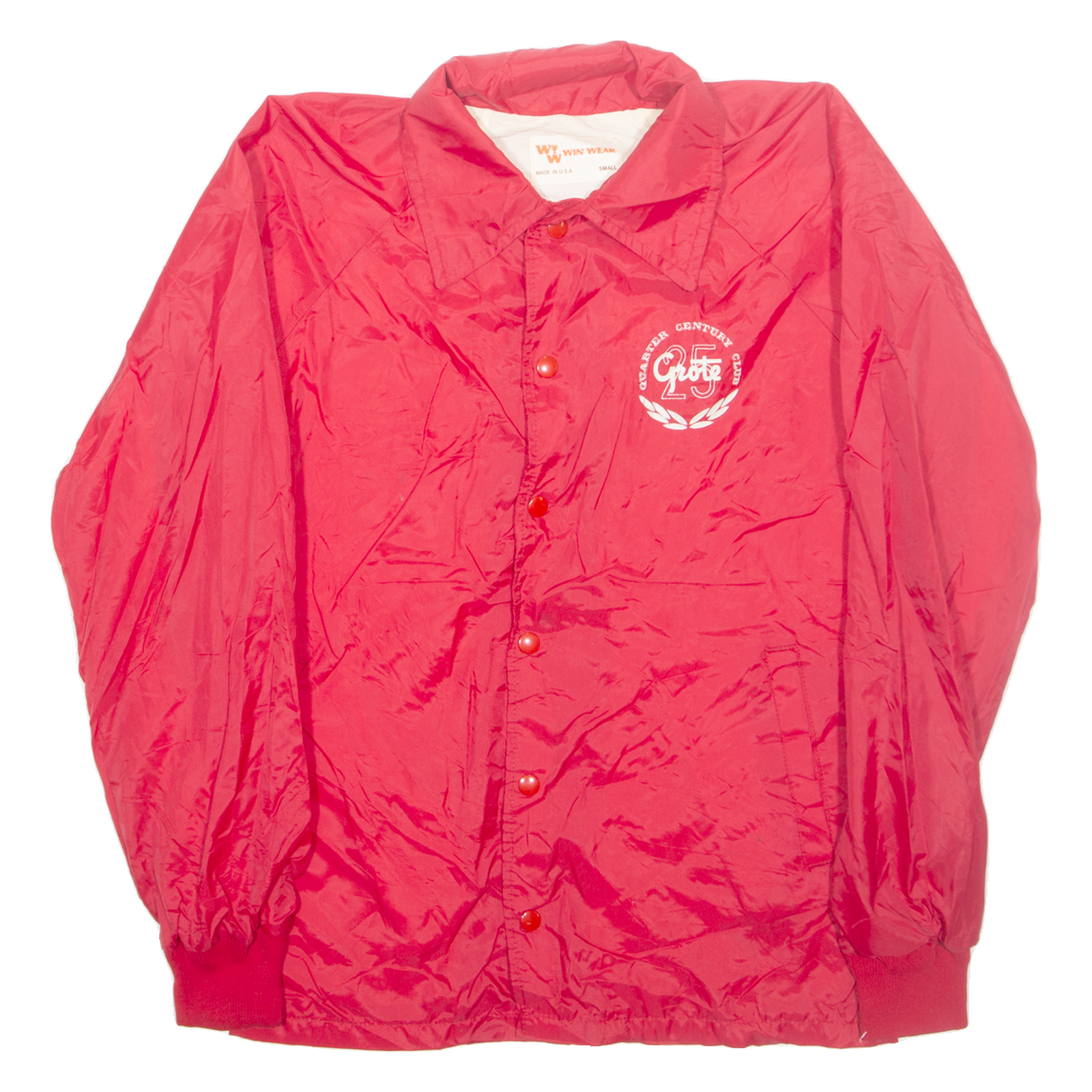 WINWEAR Quarter Century Club Mens Coach Jacket Red Nylon S Refurbished - N/A refurbished available on Cerqular