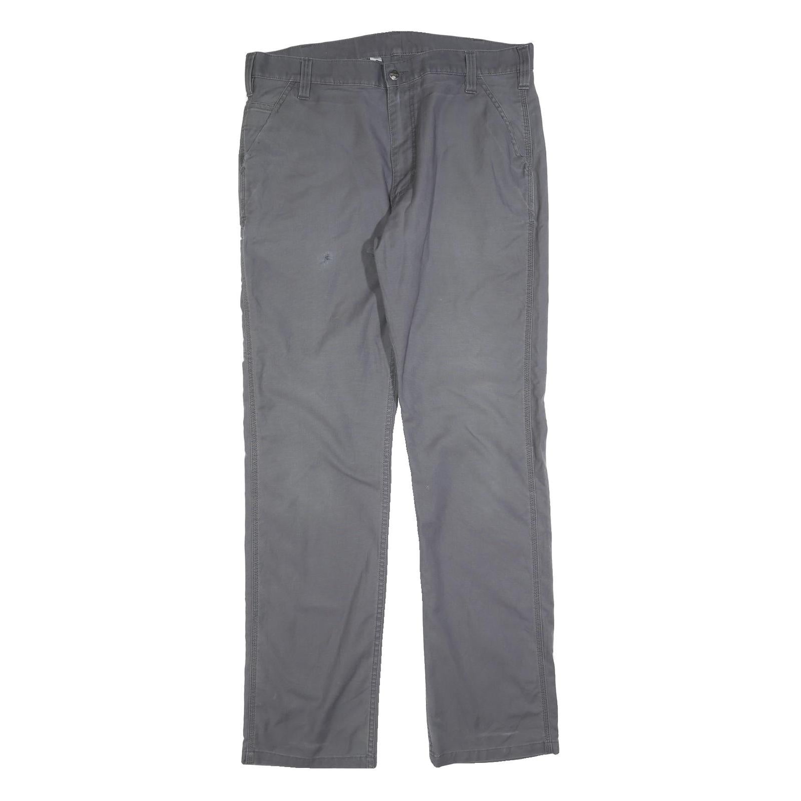 CARHARTT Mens Relaxed Grey Cotton Blend Zip Trousers W38 L36 Casual Workwear Refurbished - N/A refurbished available on Cerqular