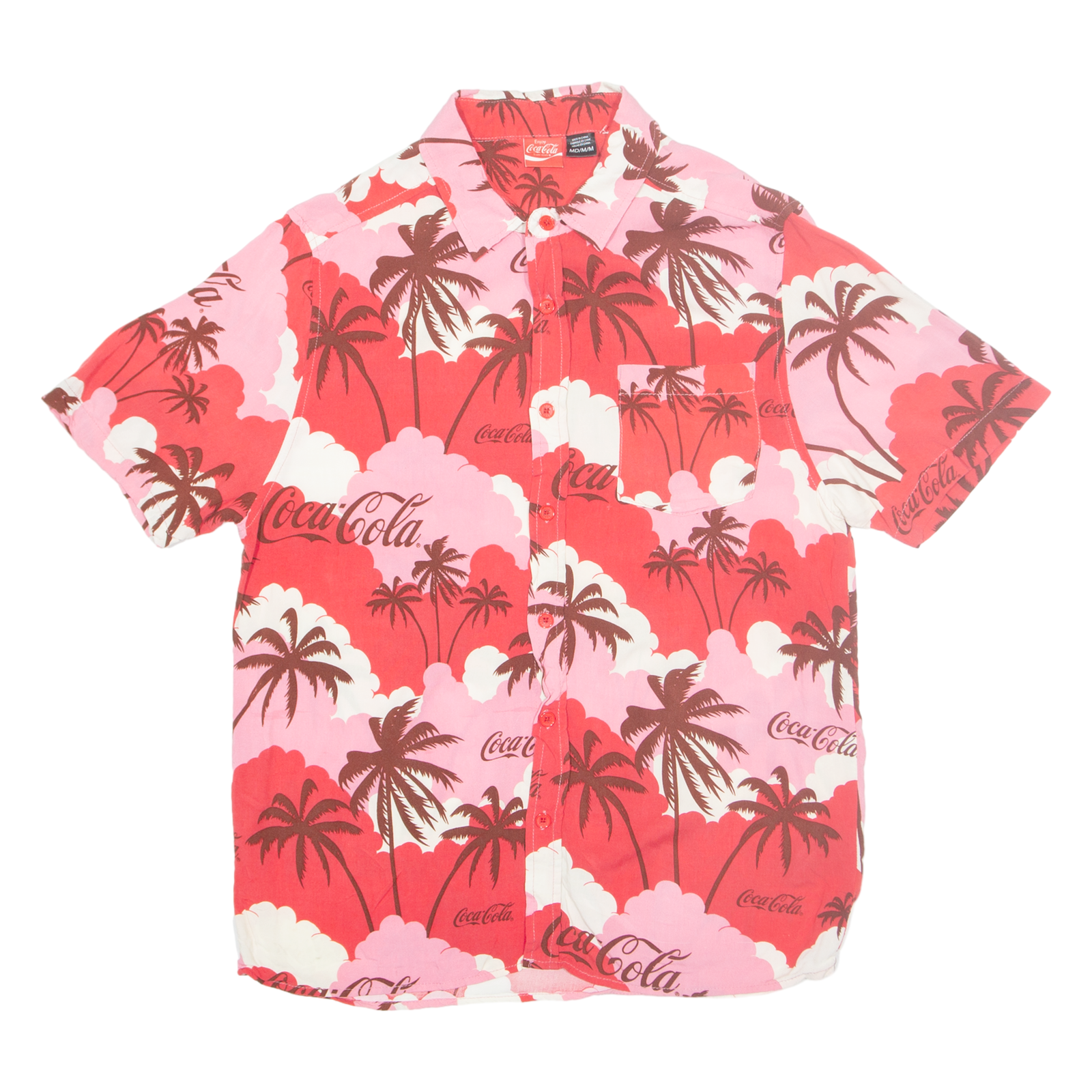 COCA COLA Womens Hawaiian Shirt Pink Floral M Refurbished - N/A refurbished available on Cerqular