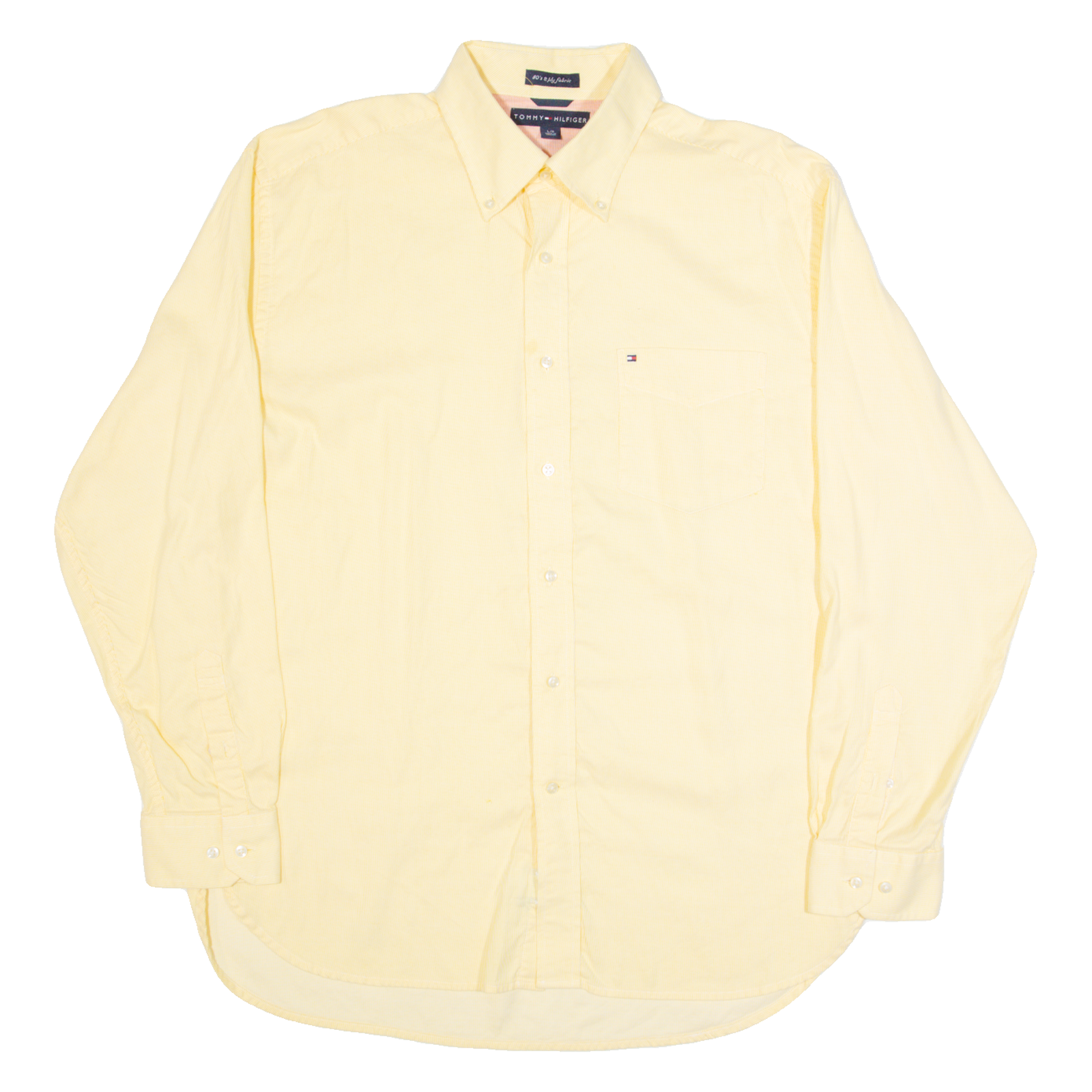 TOMMY HILFIGER Mens Shirt Yellow Pinstripe Long Sleeve L Refurbished - N/A refurbished available on Cerqular