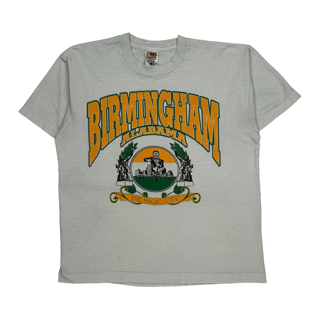 Birmingham Alabama Fruit Of The Loom Graphic T-Shirt - Large Grey Cotton Blend Refurbished - Thrifted (note: this is a term often used to describe second- refurbished available on Cerqular