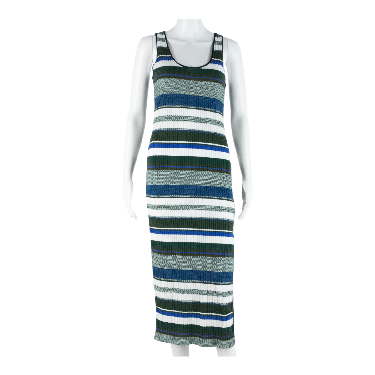 MASSIMO DUTTI Womens Shift Dress Green Striped Sleeveless Long XS Refurbished - N/A refurbished available on Cerqular