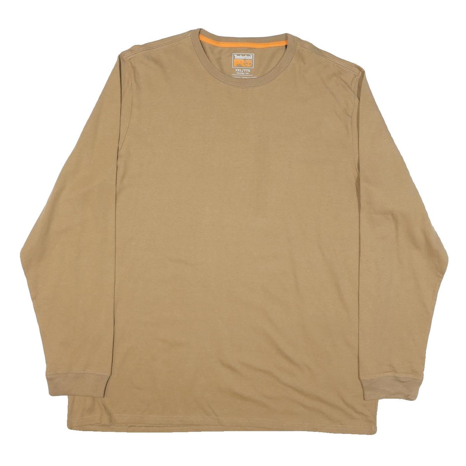 TIMBERLAND PRO Mens Beige Long Sleeve Crew Neck Cotton Blend 2XL Logo Sleeve Refurbished - N/A refurbished available on Cerqular
