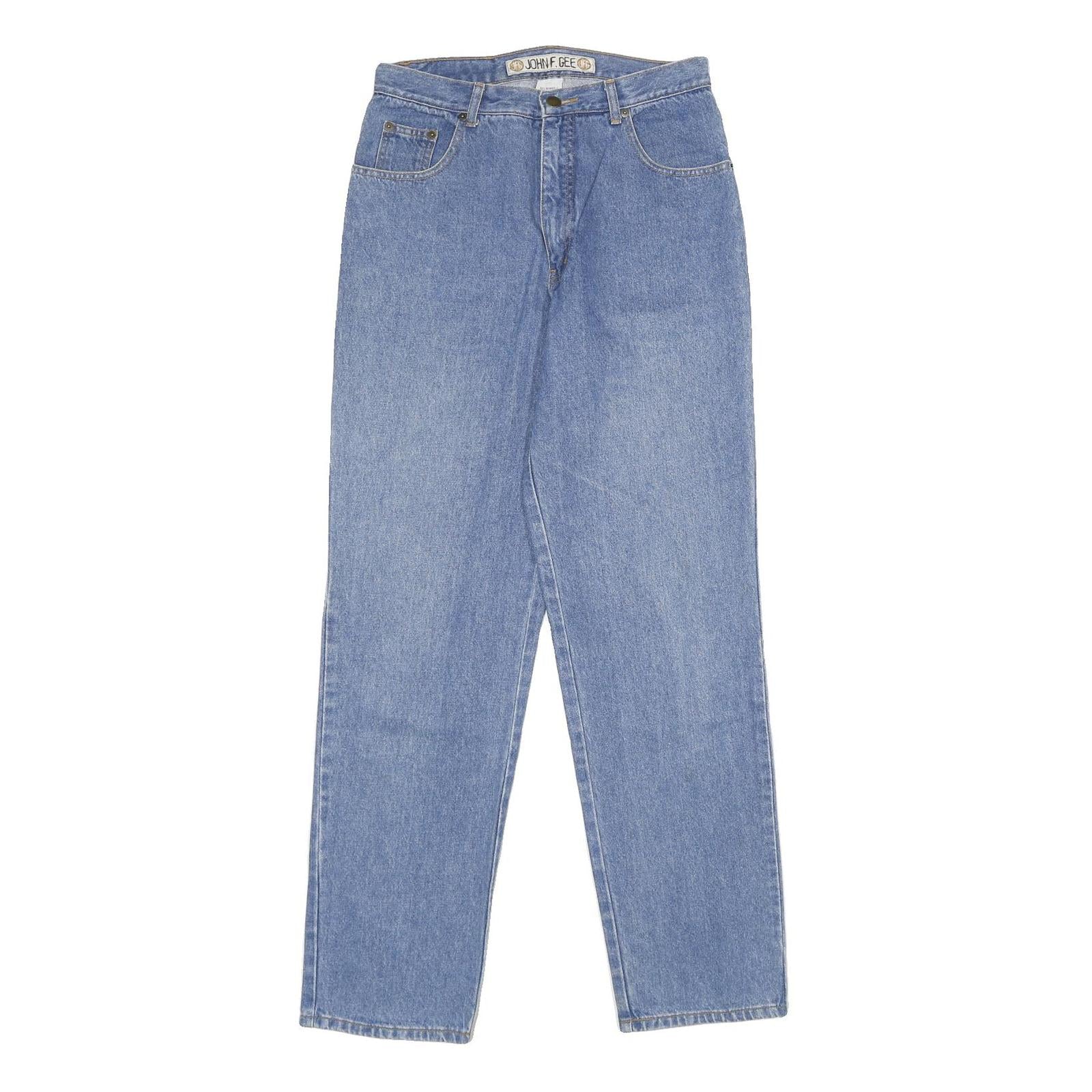 JOHN F GEE Womens Classic Blue Denim Jeans W28 L34 Zip Pocket Straight Fit Refurbished - N/A refurbished available on Cerqular