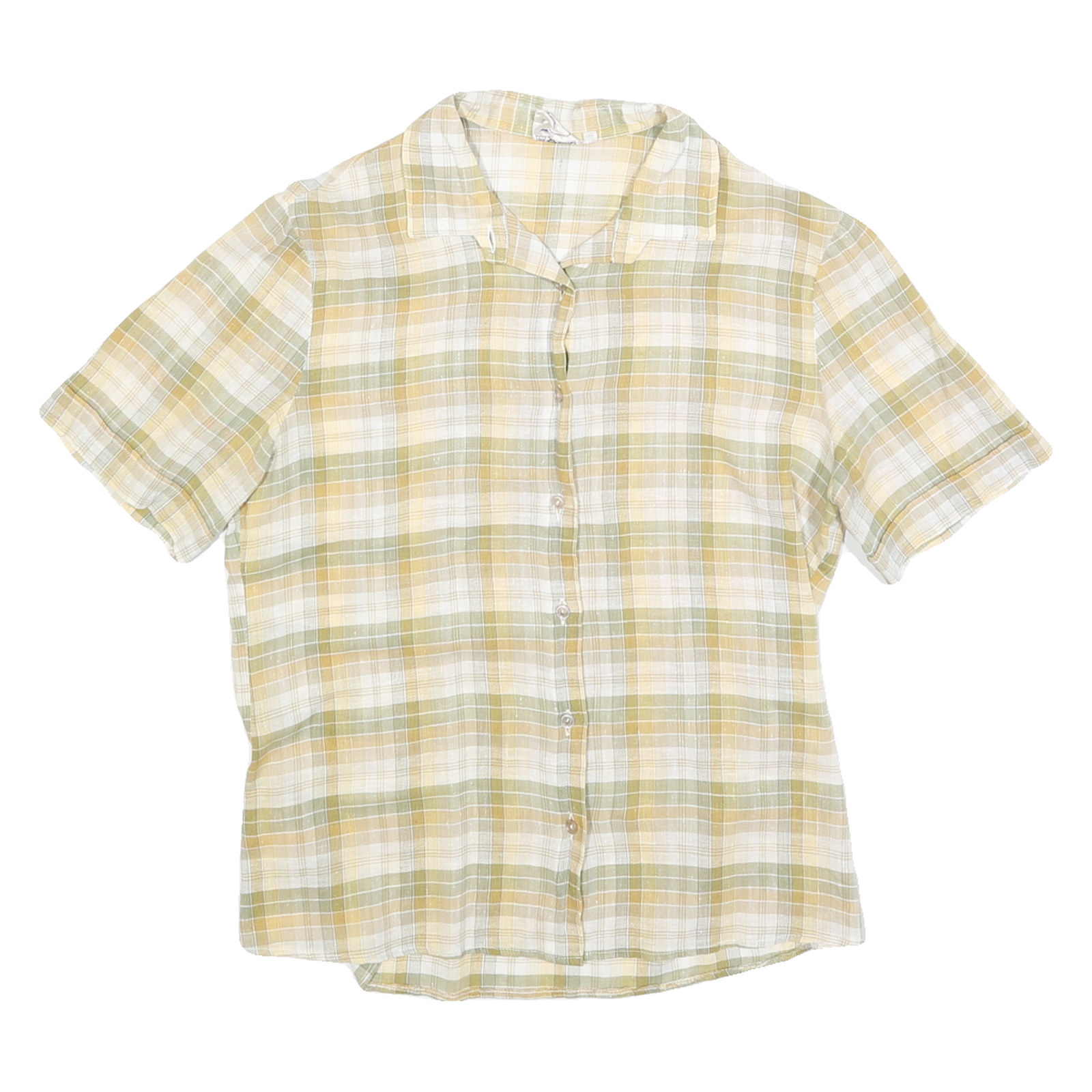 SCHILD Womens Beige & Green Check Shirt S Lightweight Summer Button Shirt Refurbished - N/A refurbished available on Cerqular