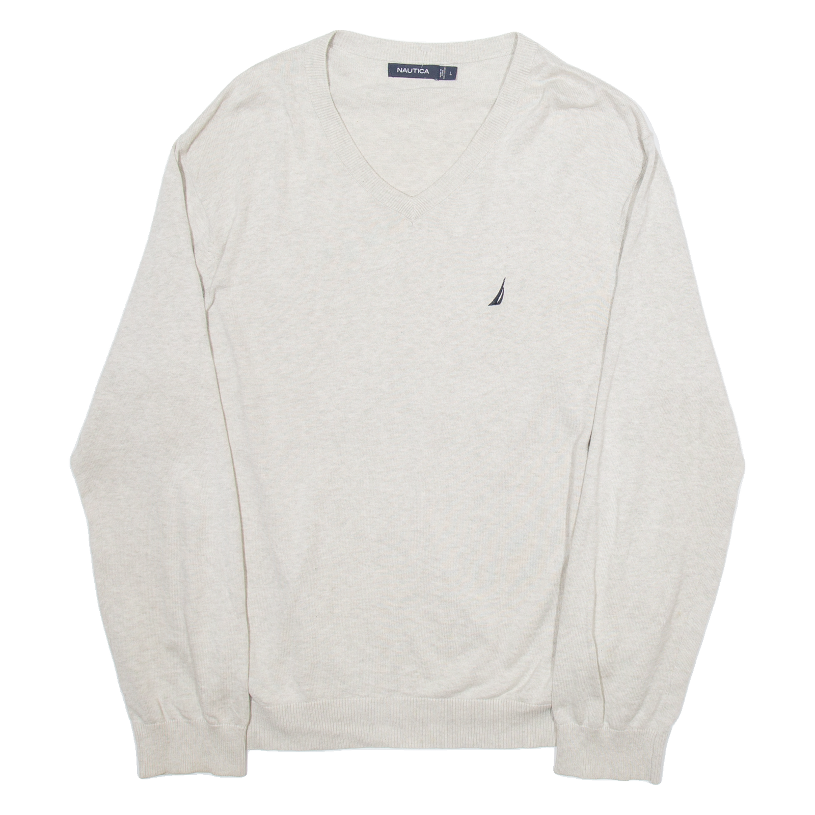 NAUTICA Mens Jumper Green V-Neck Tight Knit L Refurbished - N/A refurbished available on Cerqular