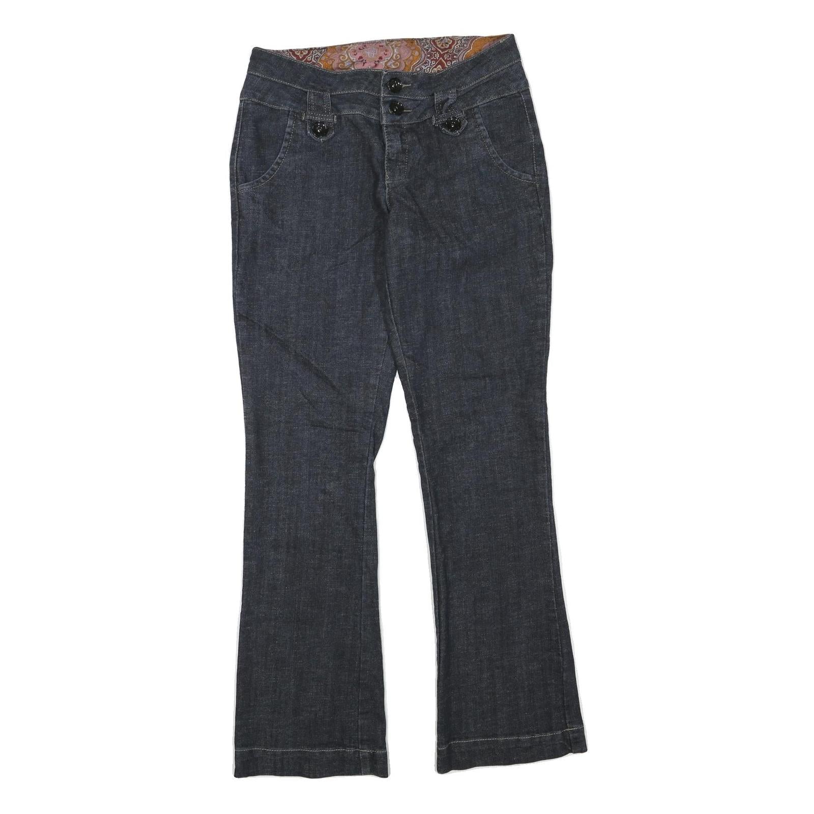 Womens Dark Blue Cotton Blend Regular Fit Flared Jeans W32 L32 Stylish Button Refurbished - N/A refurbished available on Cerqular
