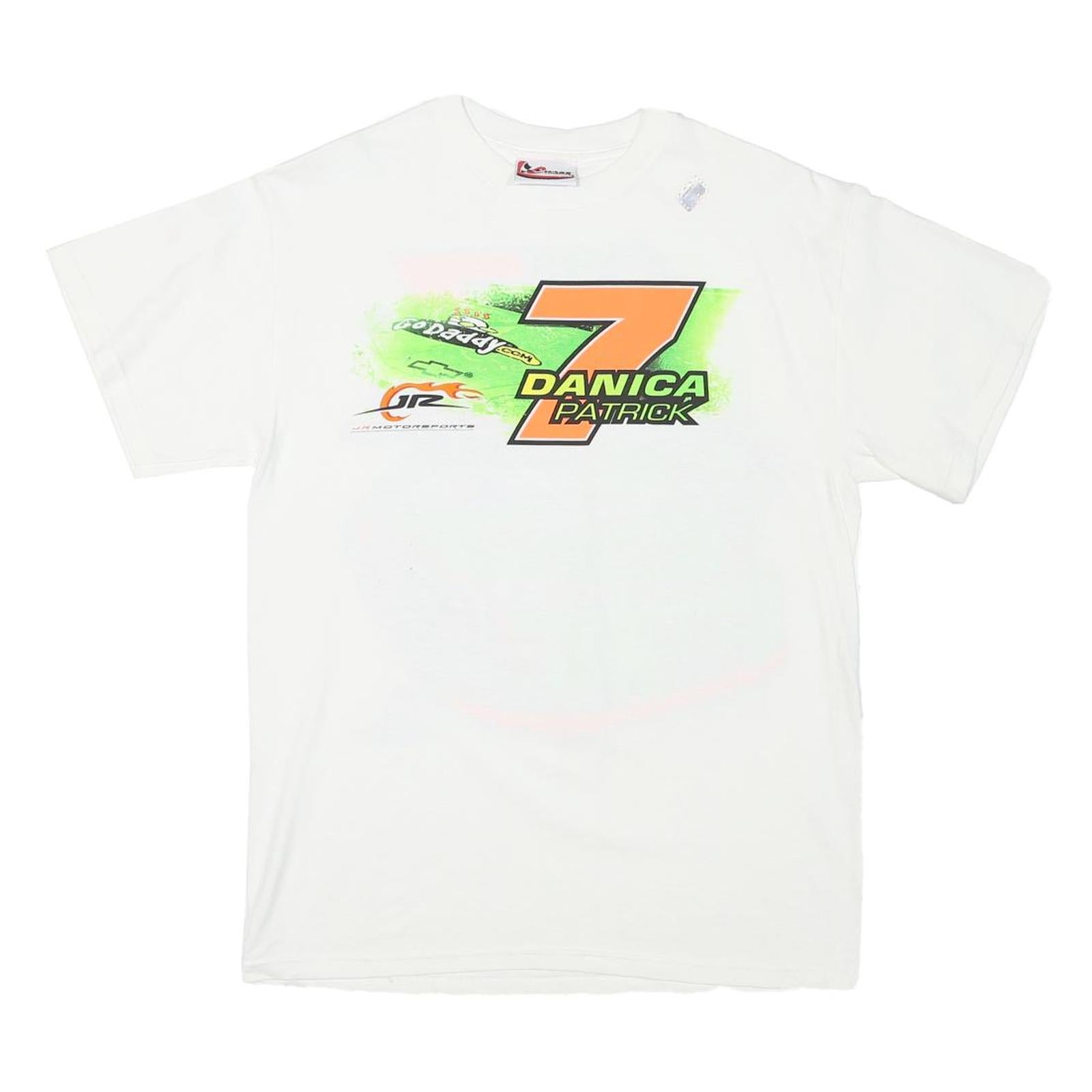 CHASE AUTHENTICS Mens White Danica Patrick Graphic T-Shirt M Short Sleeve Crew Refurbished - N/A refurbished available on Cerqular