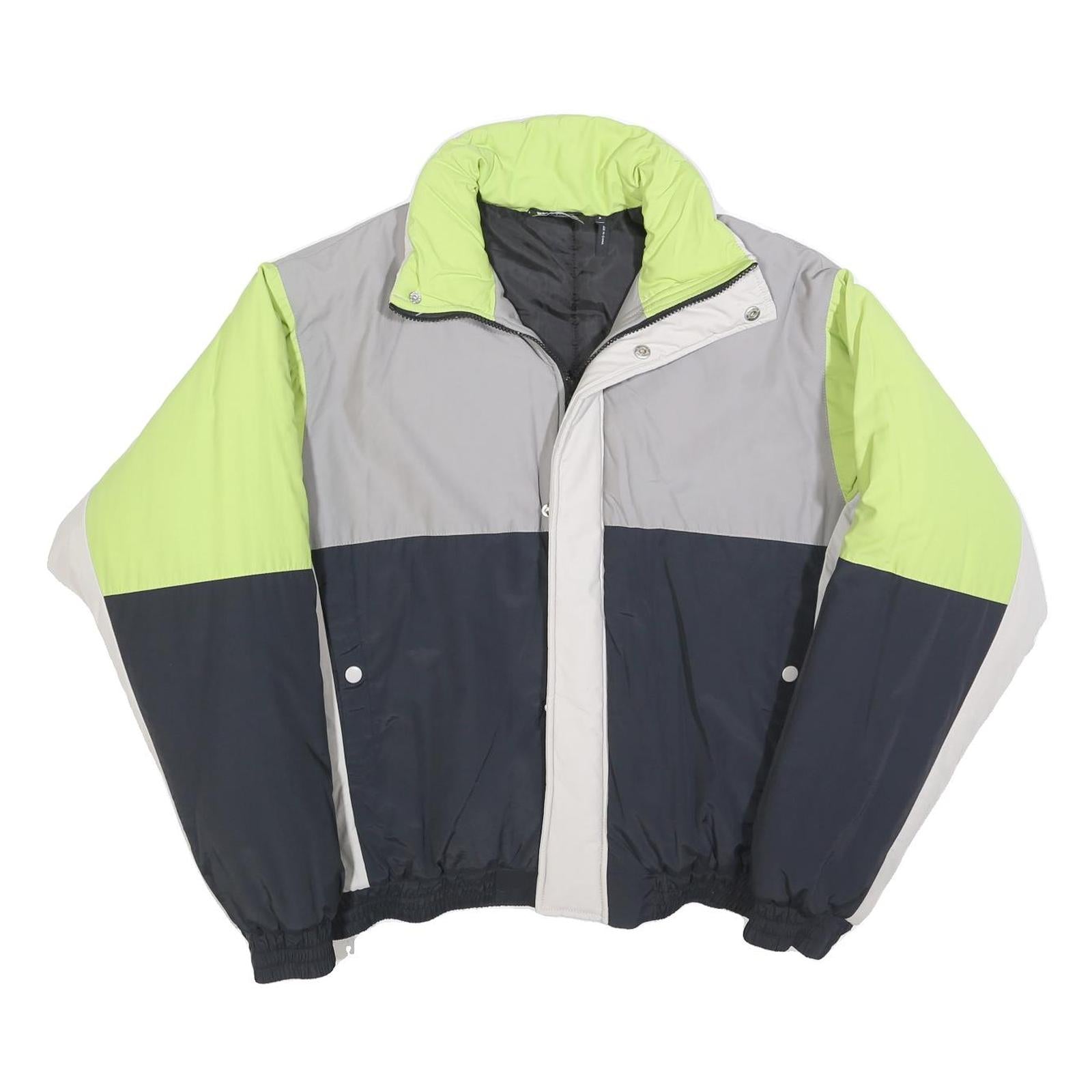 RECLAIMED VINTAGE Mens Lime Green & Grey Colourblock Jacket M Polyester Blend Refurbished - N/A refurbished available on Cerqular