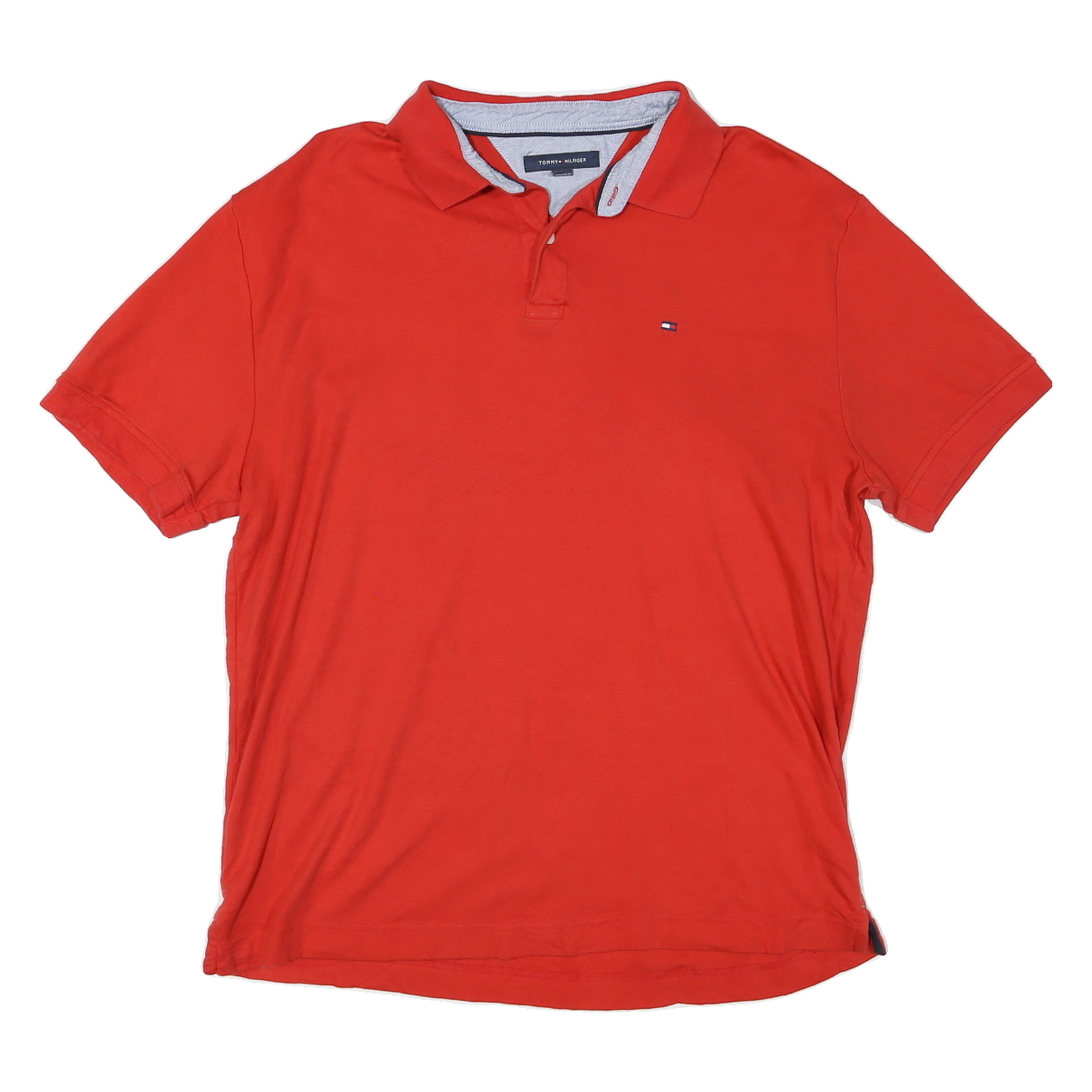 TOMMY HILFIGER Mens Red Cotton Blend Short Sleeve Polo Shirt L Classic Fit Logo Refurbished - N/A refurbished available on Cerqular