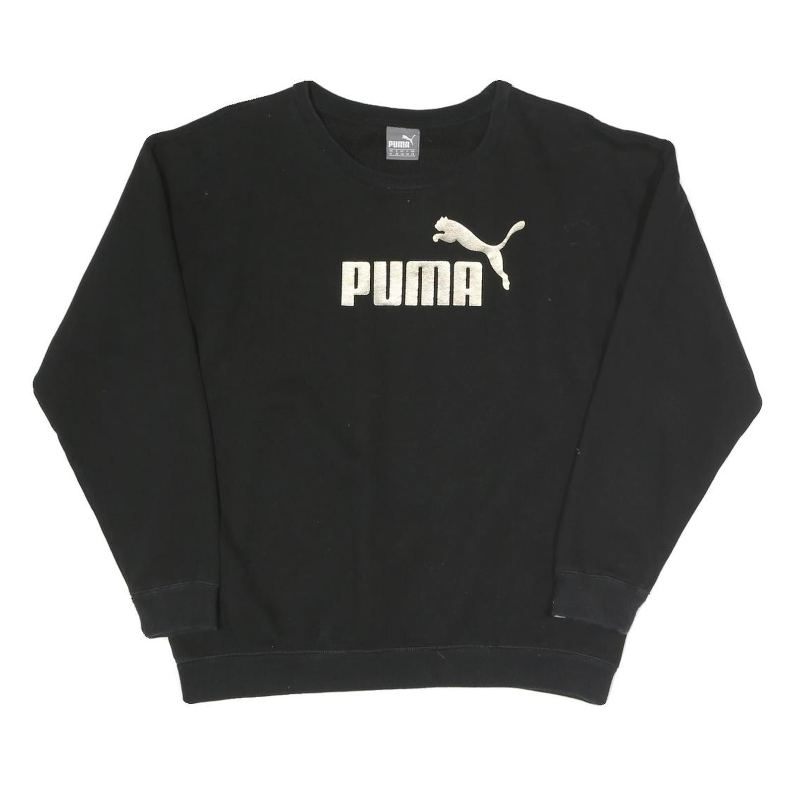 PUMA Womens Black Cotton Blend Crew Neck UK 12 Sweatshirt Logo Patch Refurbished - N/A refurbished available on Cerqular