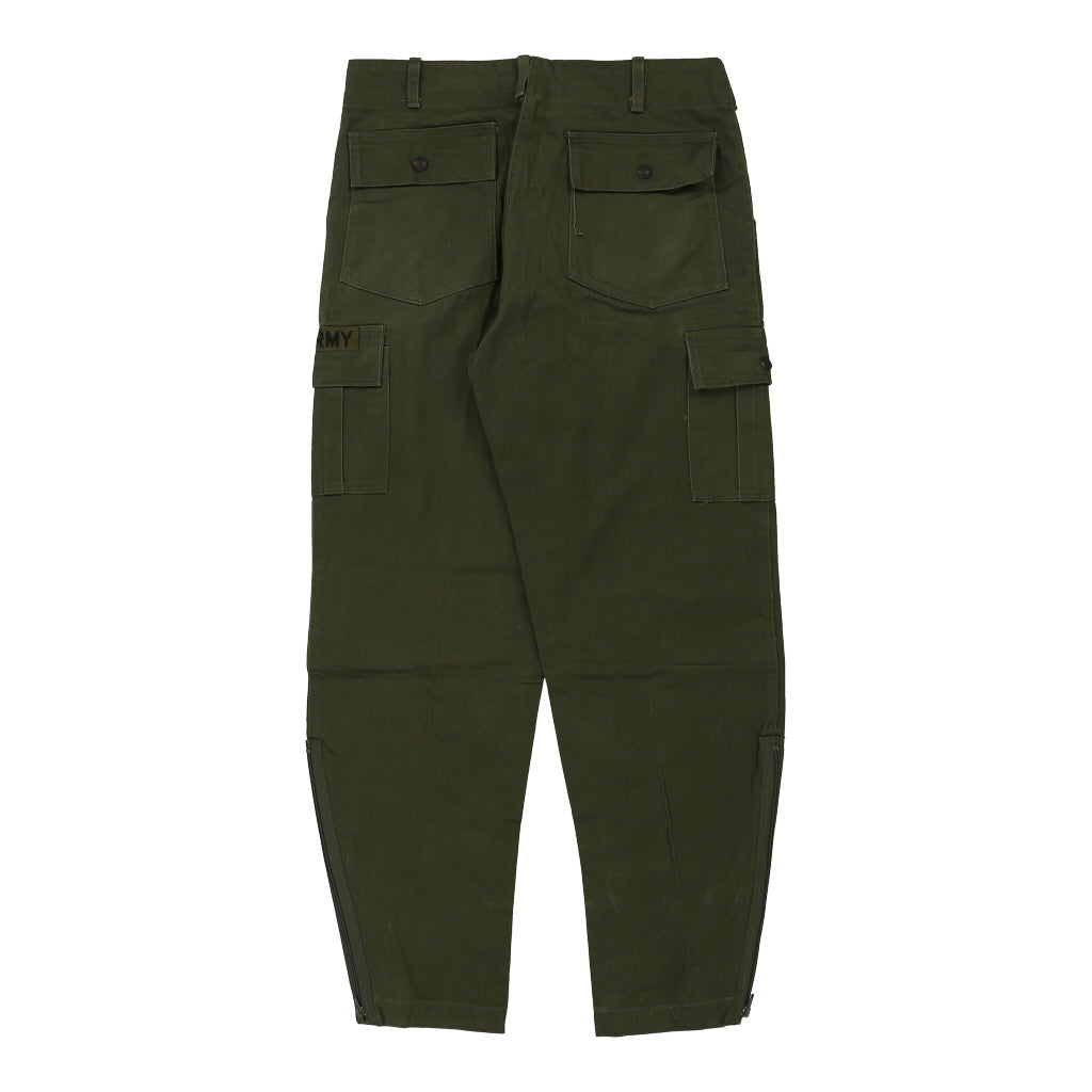 1980's USA Army Unbranded Cargo Trousers - 34W 33L Khaki Cotton Refurbished - Thrifted (note: this is a term often used to describe second- refurbished available on Cerqular