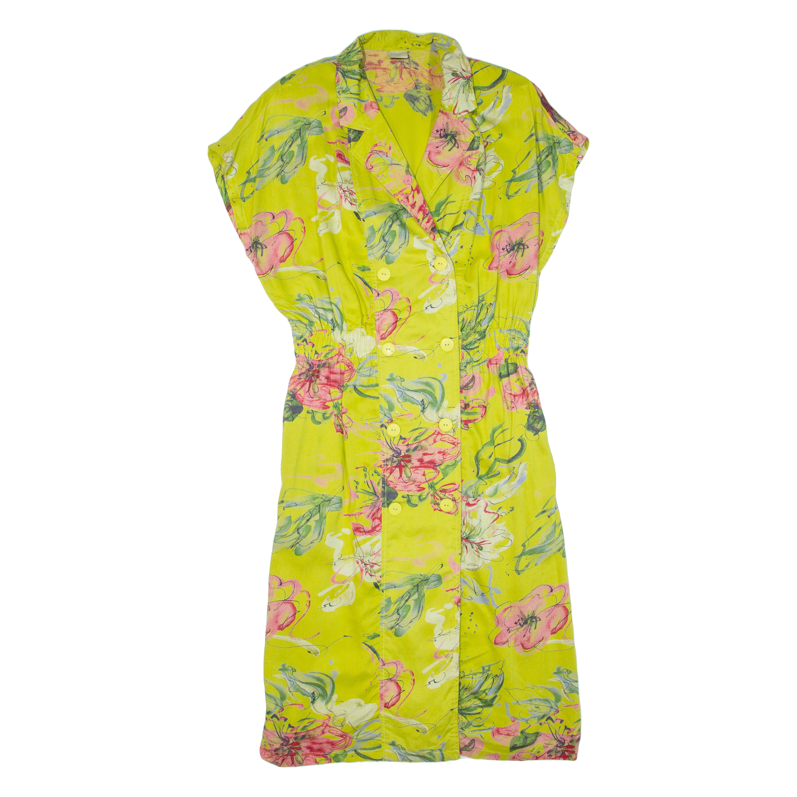 ACKERMANN Womens Day Dress Green Floral Short Sleeve Midi L Refurbished - N/A refurbished available on Cerqular