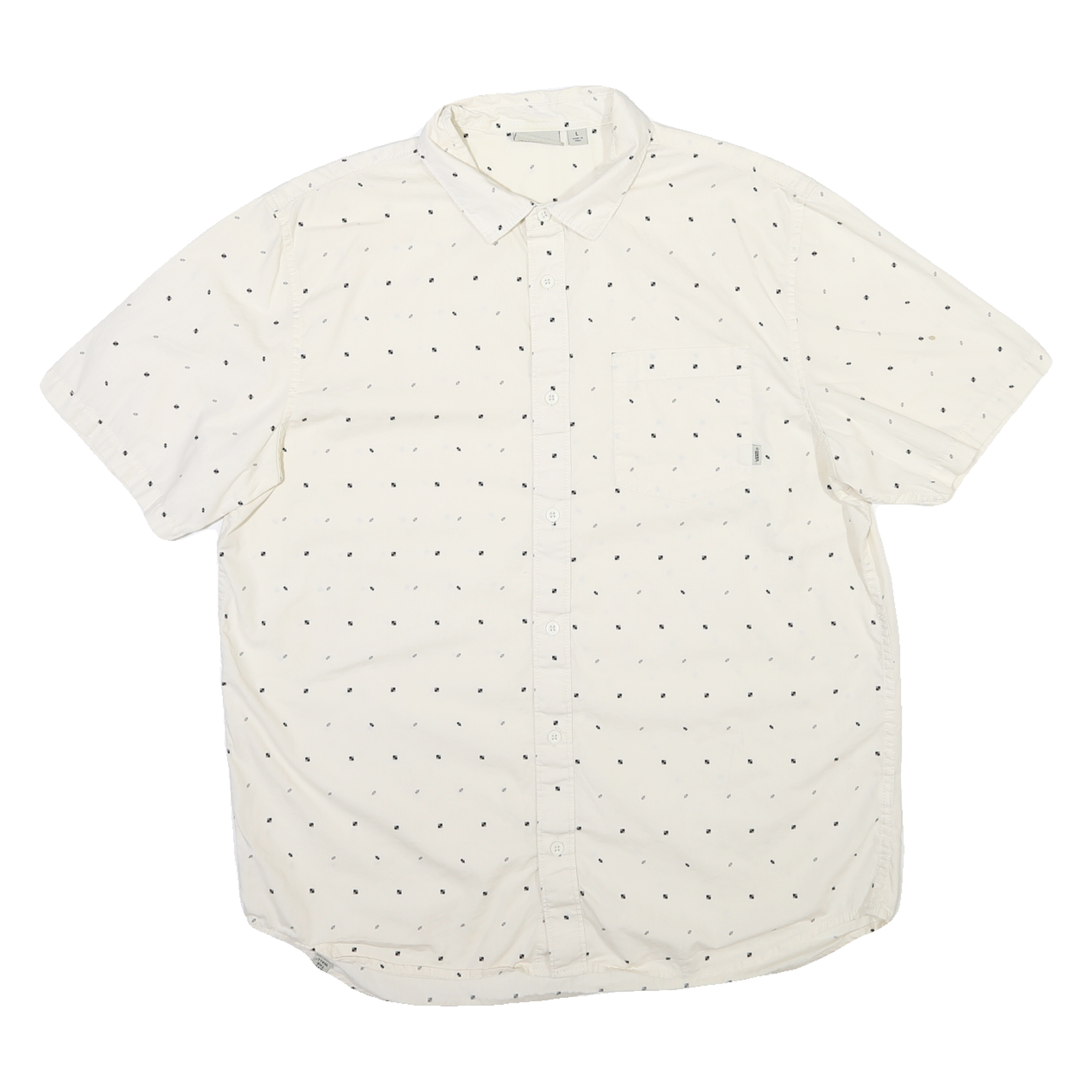 VANS Mens White & Black Dot Pattern Shirt L Cotton Blend Casual Button Down Refurbished - N/A refurbished available on Cerqular
