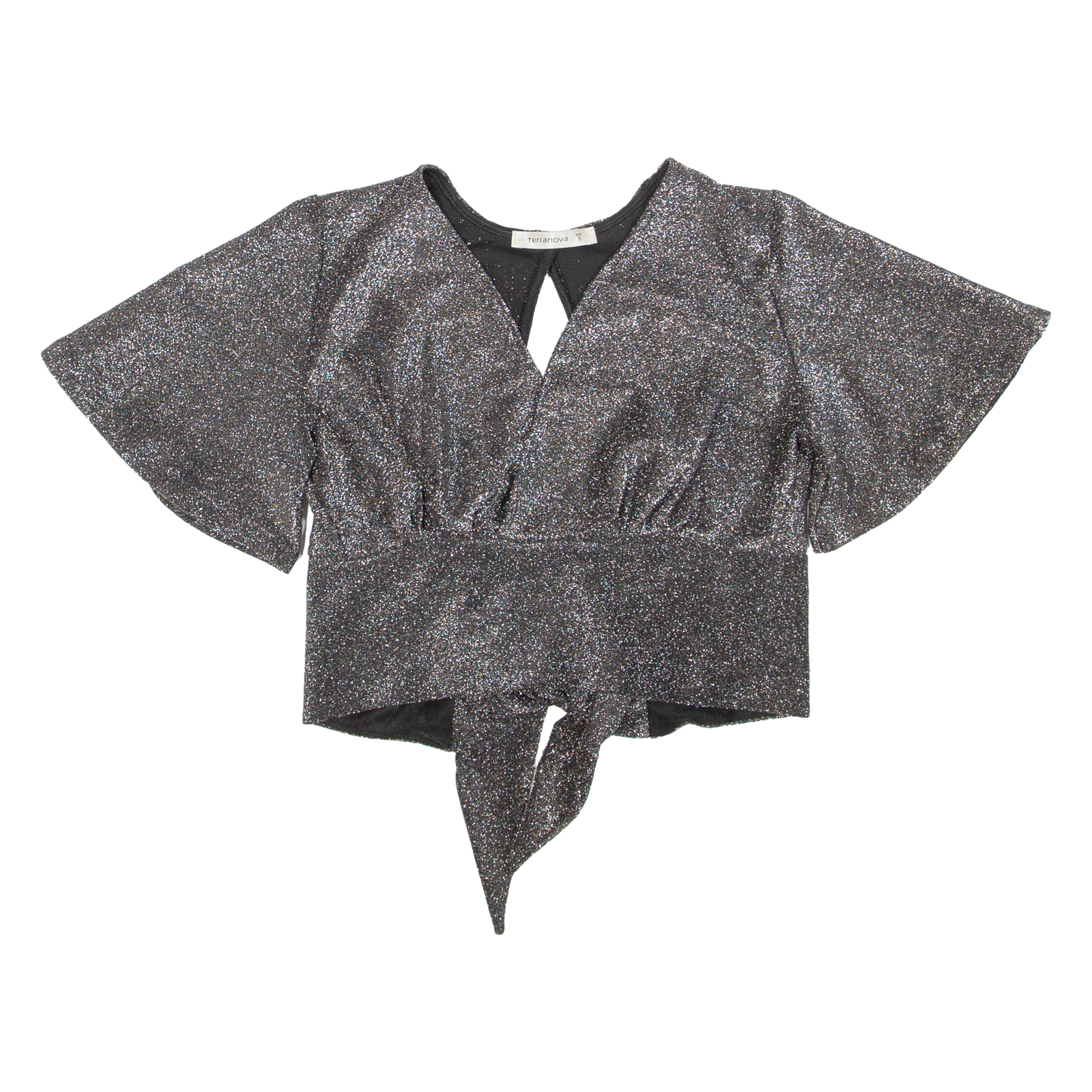 TERRANOVA Womens Cropped Blouse Silver S Refurbished - N/A refurbished available on Cerqular