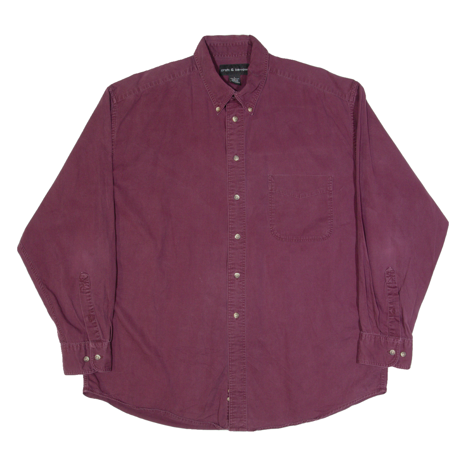 CROFT & BARROW Mens Plain Shirt Maroon Plaid Long Sleeve L Refurbished - N/A refurbished available on Cerqular