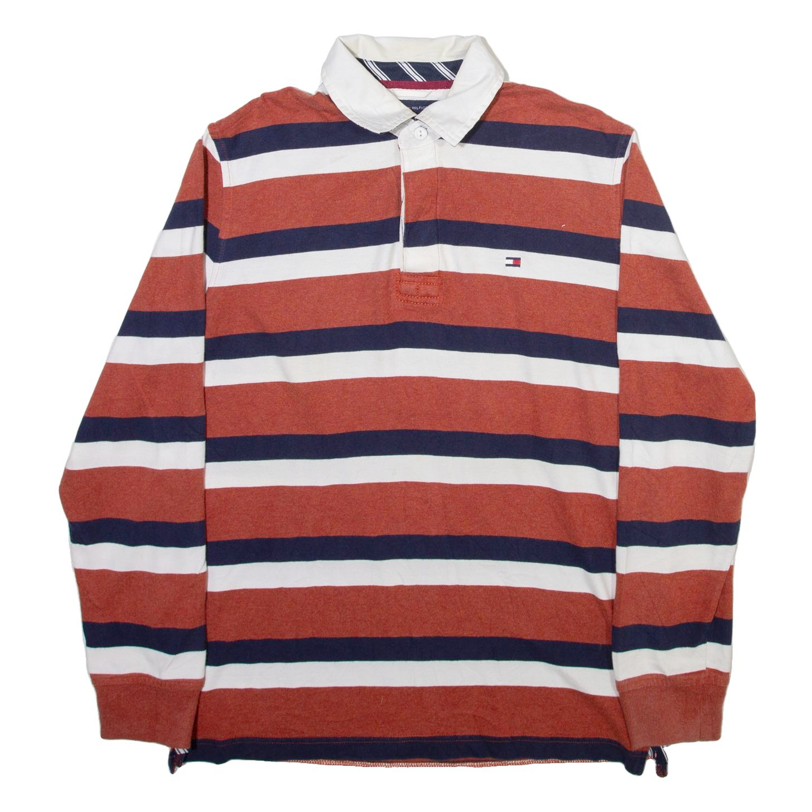 TOMMY HILFIGER Mens Polo Shirt Beige Striped Long Sleeve M Refurbished - N/A refurbished available on Cerqular