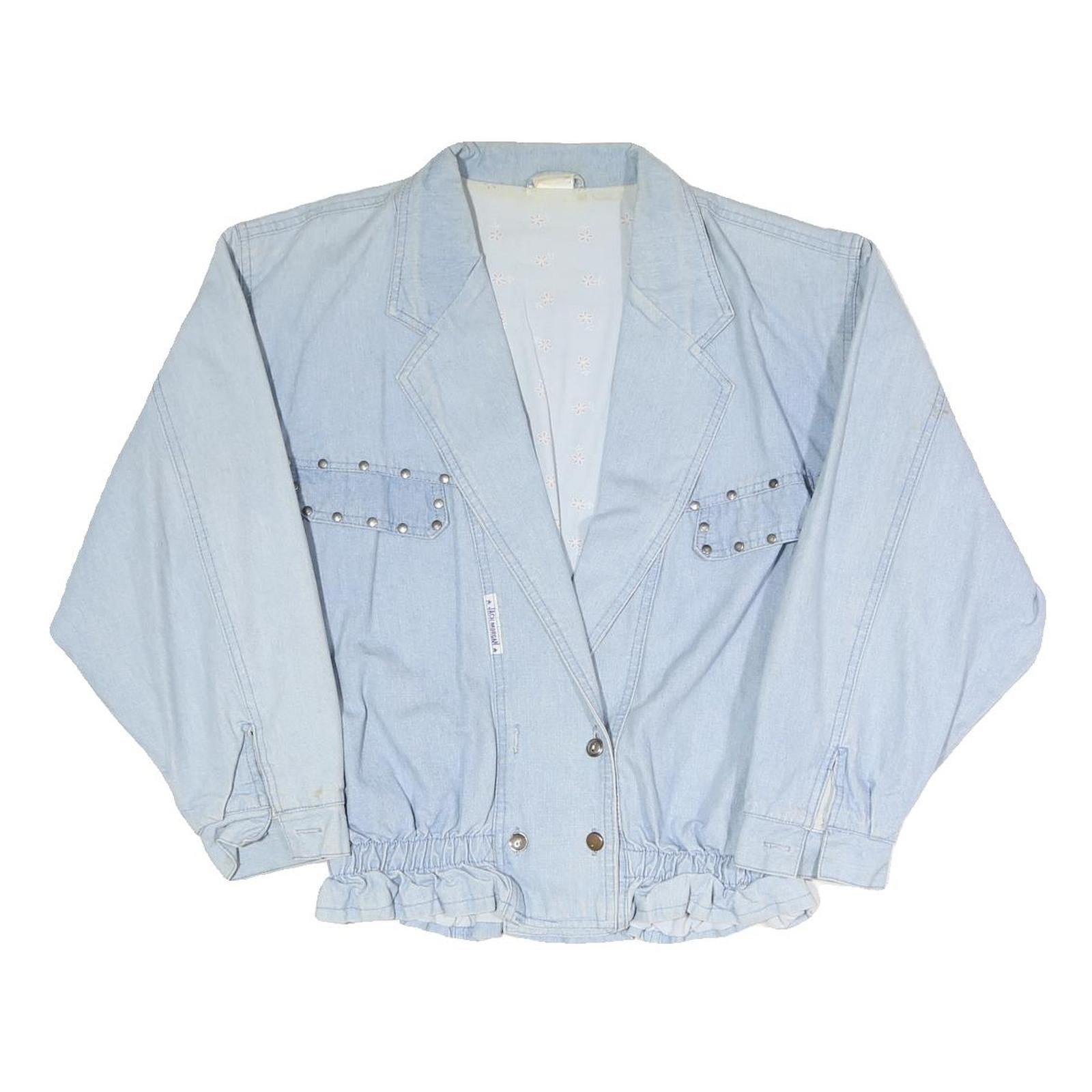 Womens Light Blue Denim Button Jacket S Cotton Blend Plain Casual Stylish Refurbished - N/A refurbished available on Cerqular