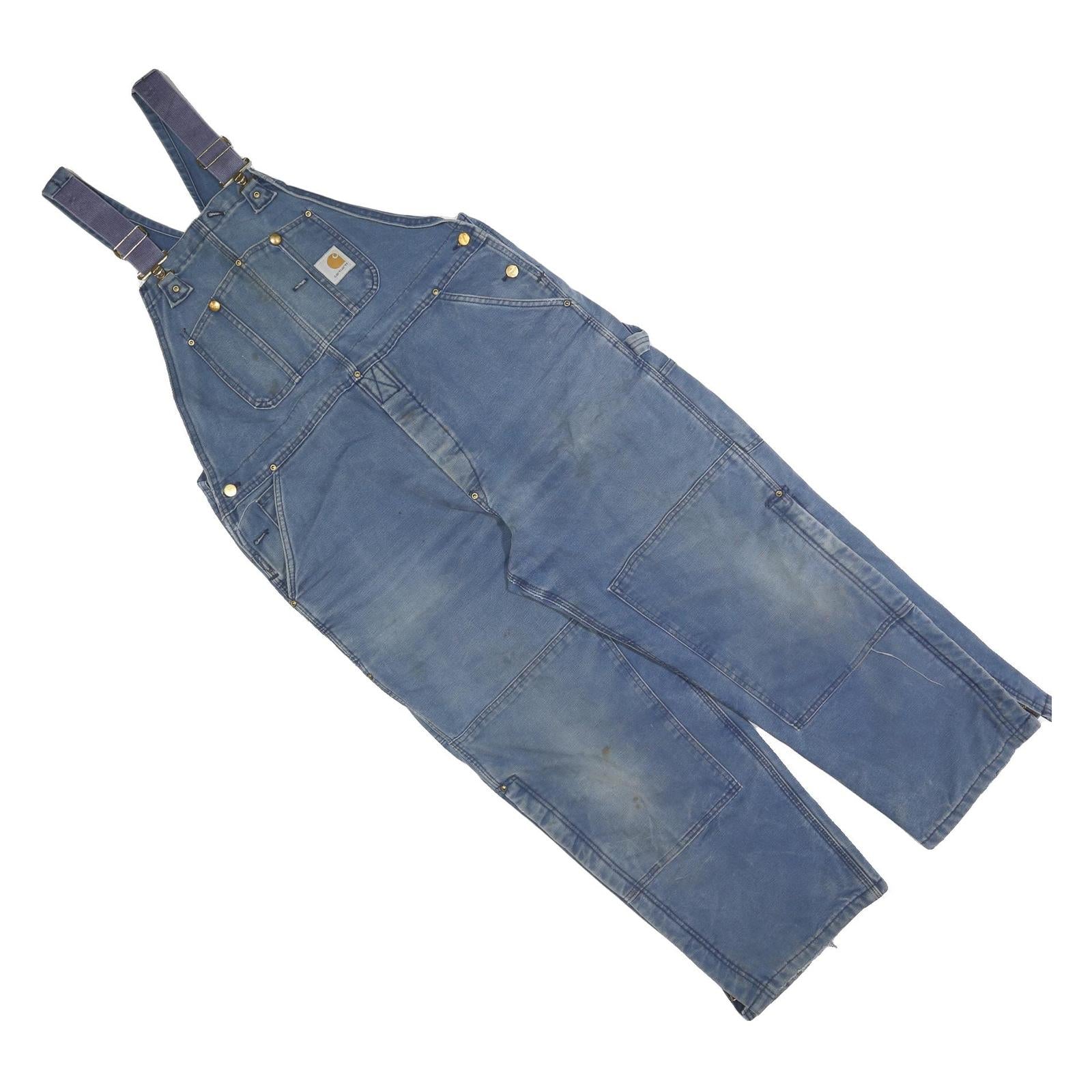 CARHARTT Mens Blue Denim Dungarees Loose Cotton Blend L W38 L28 Workwear Refurbished - N/A refurbished available on Cerqular