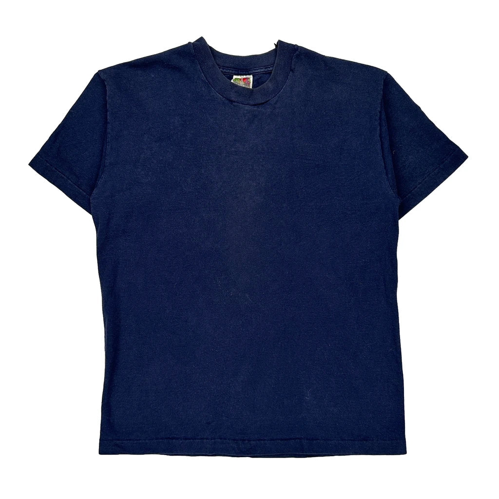 Fruit Of The Loom Single Stitch T-Shirt - Large Navy Cotton Refurbished - Thrifted (note: this is a term often used to describe second- refurbished available on Cerqular