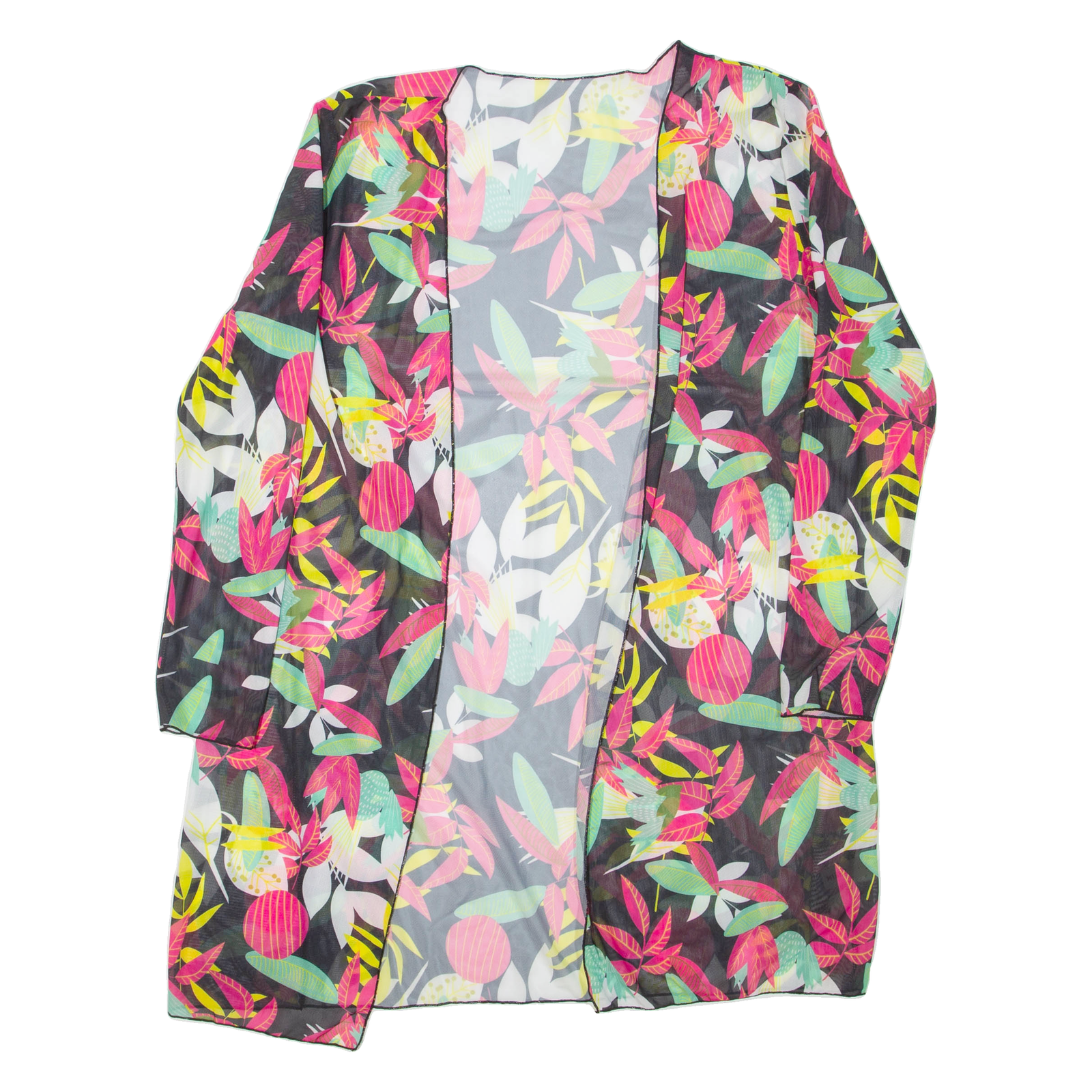 Womens Kimono Top Black Long Sleeve Floral M Refurbished - N/A refurbished available on Cerqular