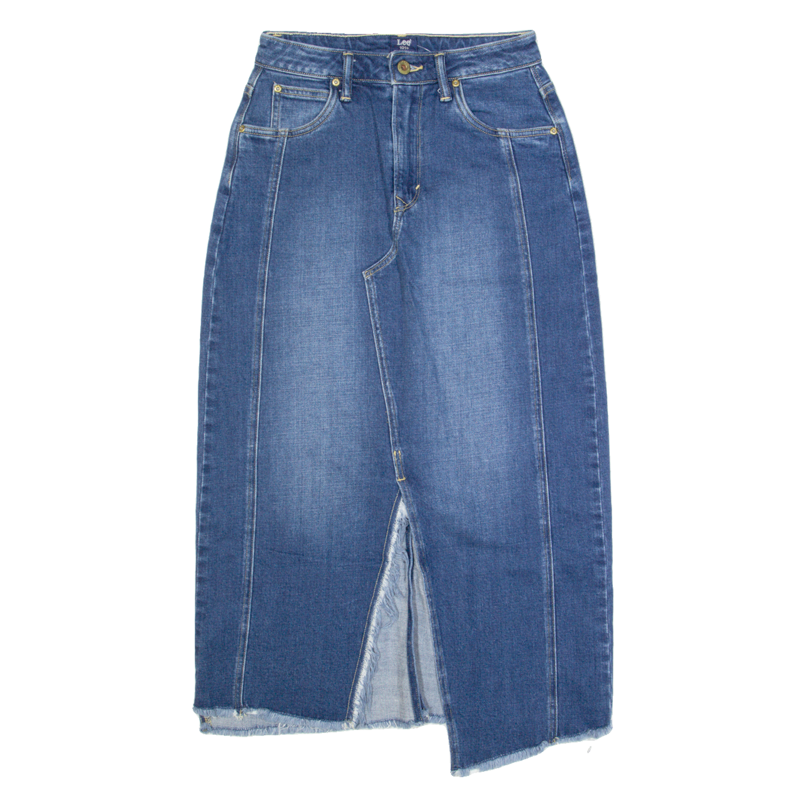 LEE Womens Straight Skirt Blue Long Denim XS Refurbished - N/A refurbished available on Cerqular